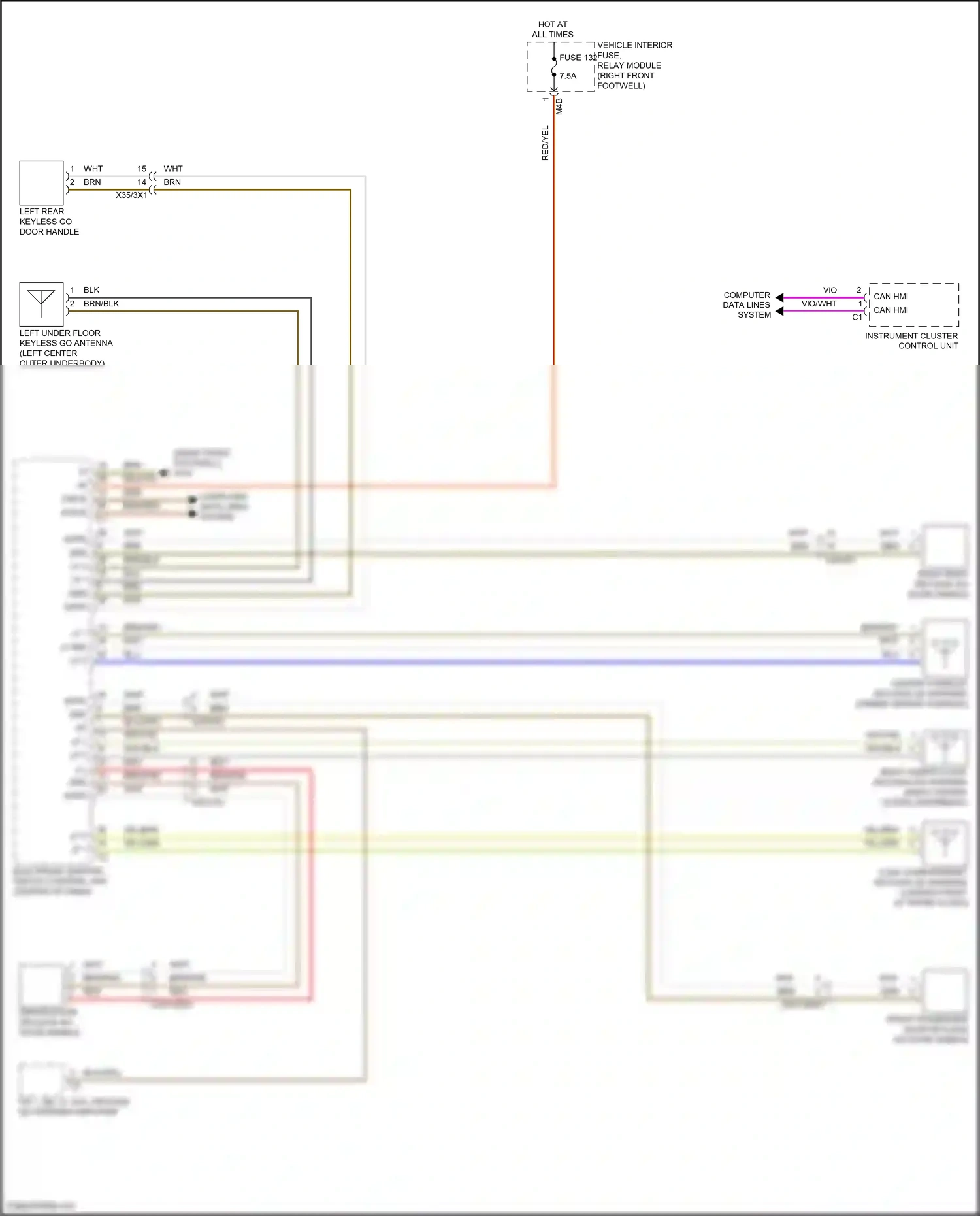 Wiring diagram electronic ignition switch control unit for Mercedes-Benz A-class W177 (2018-2023) (8 of 13)