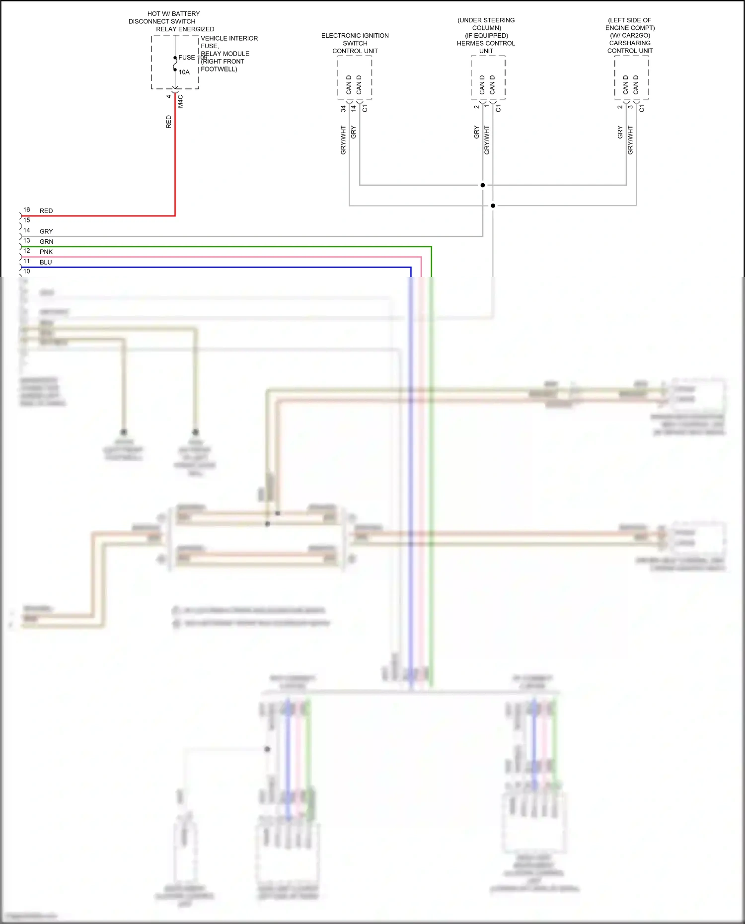 Wiring diagram electronic ignition switch control unit for Mercedes-Benz A-class W177 (2018-2023) (3 of 13)