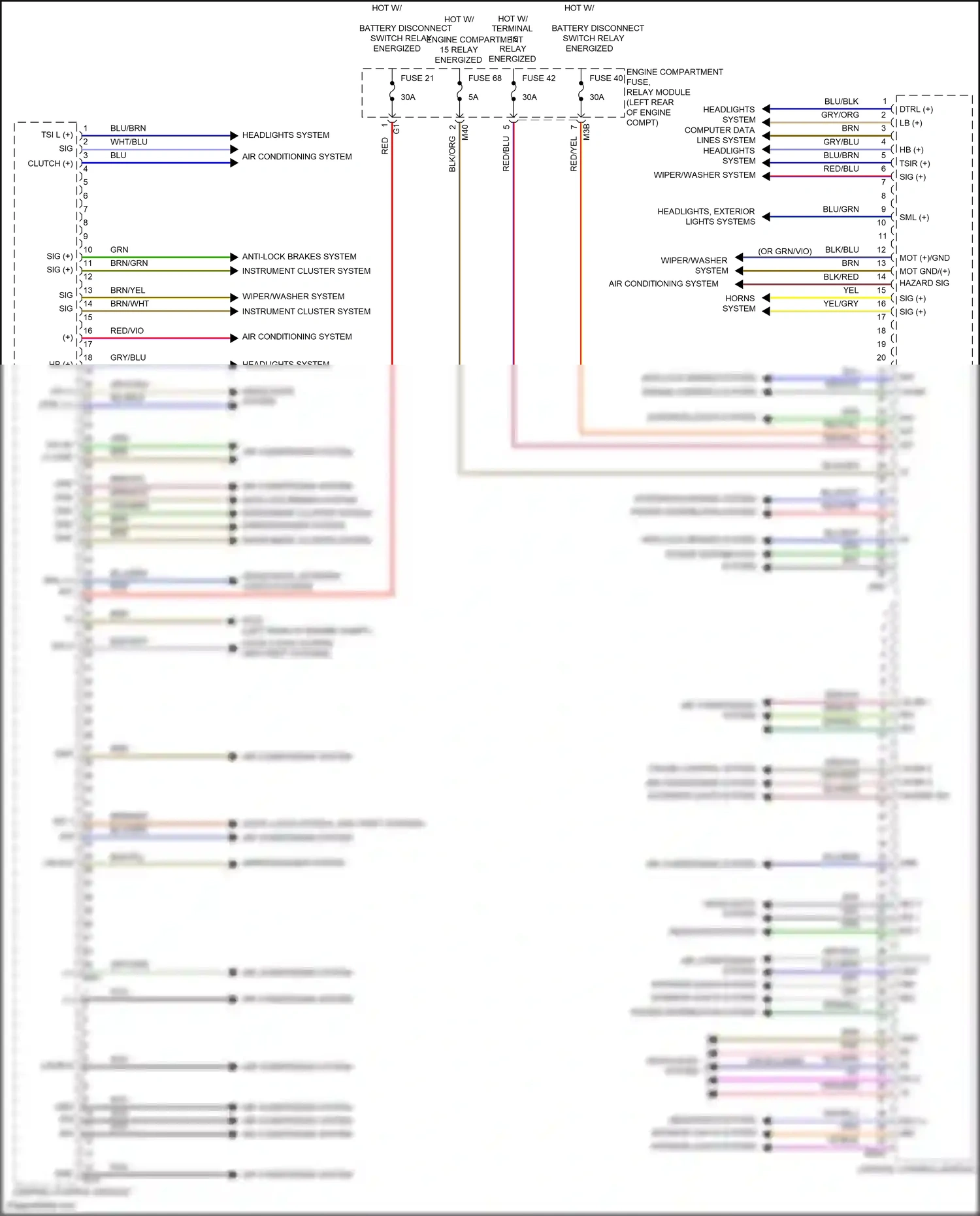 Wiring diagram engine controls system for Mercedes-Benz A-class W177 (2018-2023) (1 of 2)