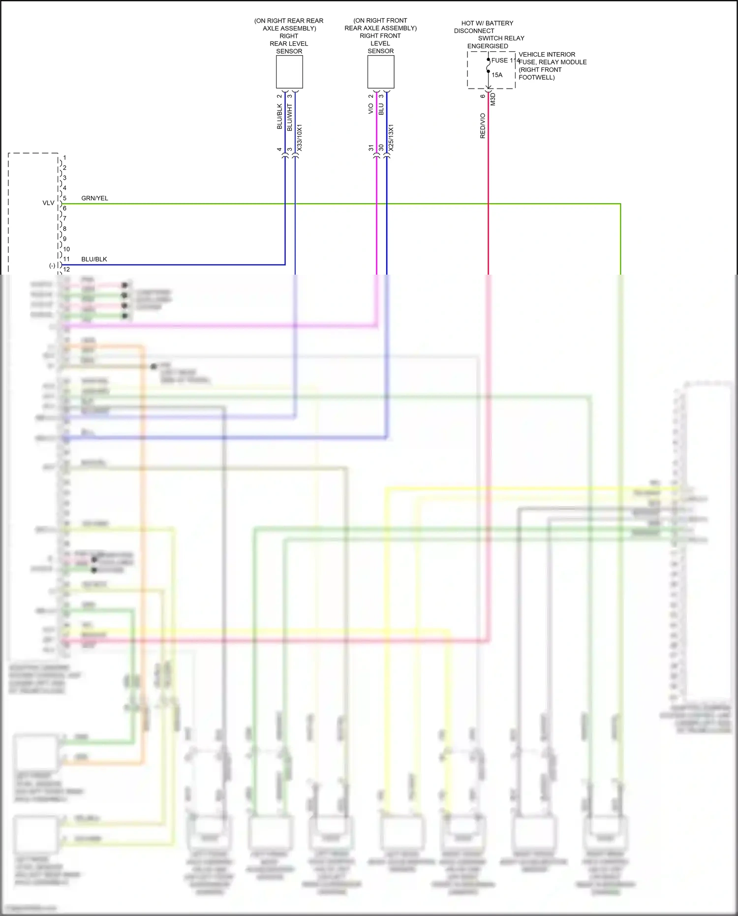 Wiring diagram left front level sensor for Mercedes-Benz A-class W177 (2018-2023) (1 of 2)