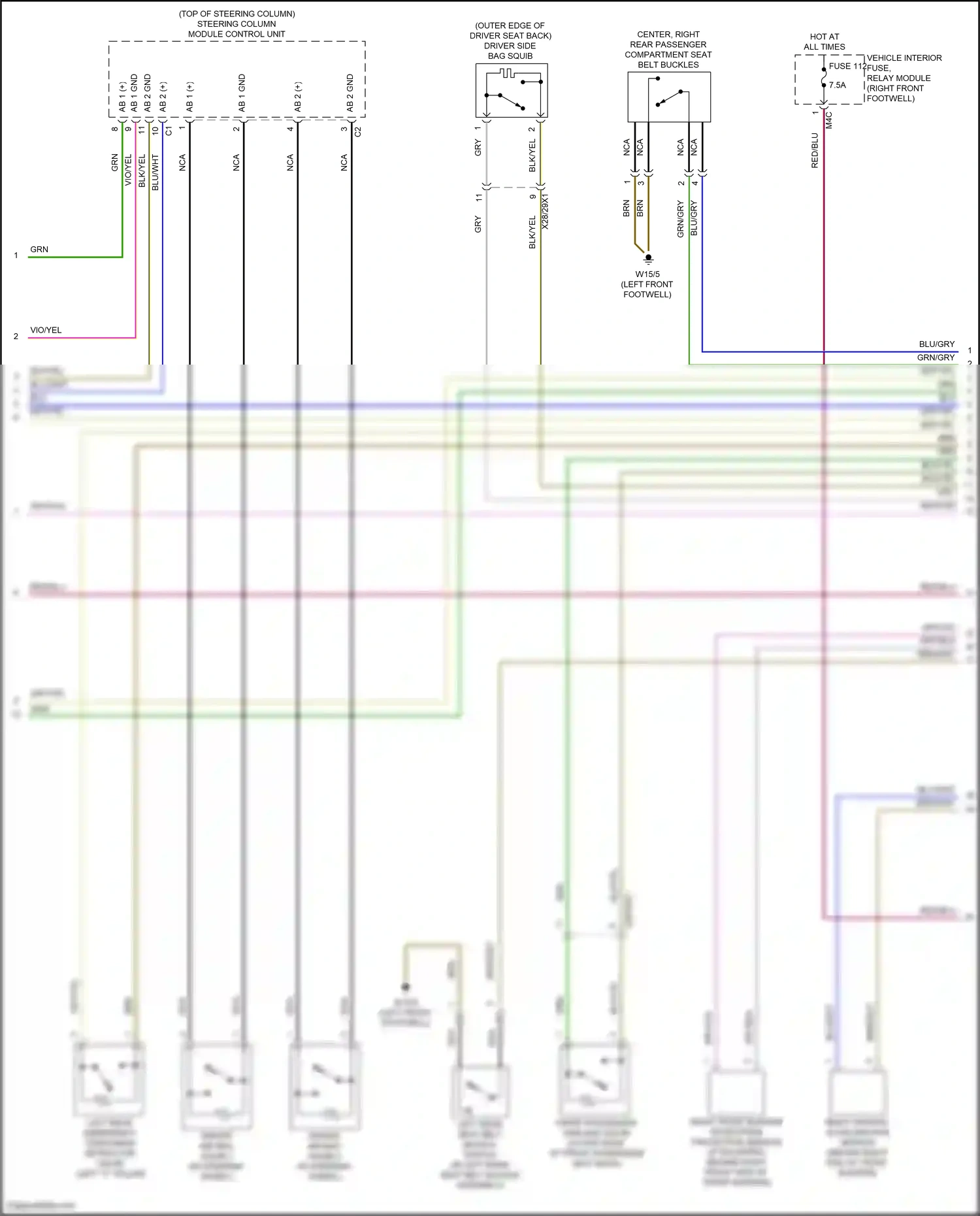 Wiring diagram steering column module control unit for Mercedes-Benz A-class W177 (2018-2023) (10 of 19)