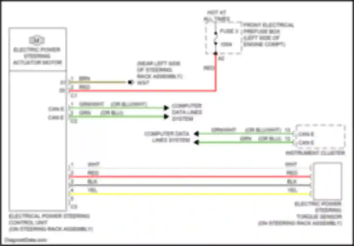 B-class Mercedes-Benz W246 facelift (2014-2018): Electronic power steering circuit