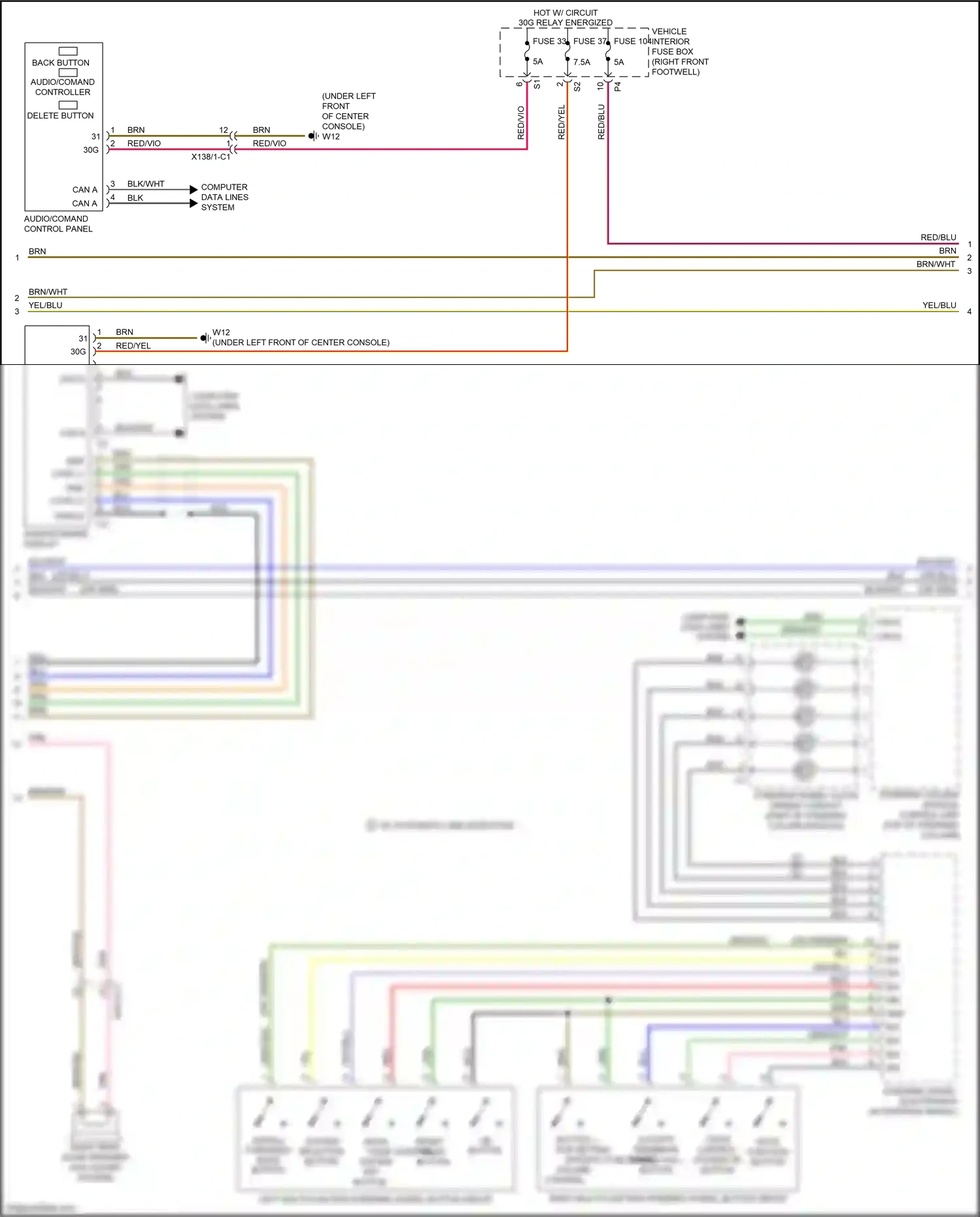 Mercedes-Benz B-class W246 facelift (2014-2018) audio/comand control panel wiring diagram  (1 of 3)