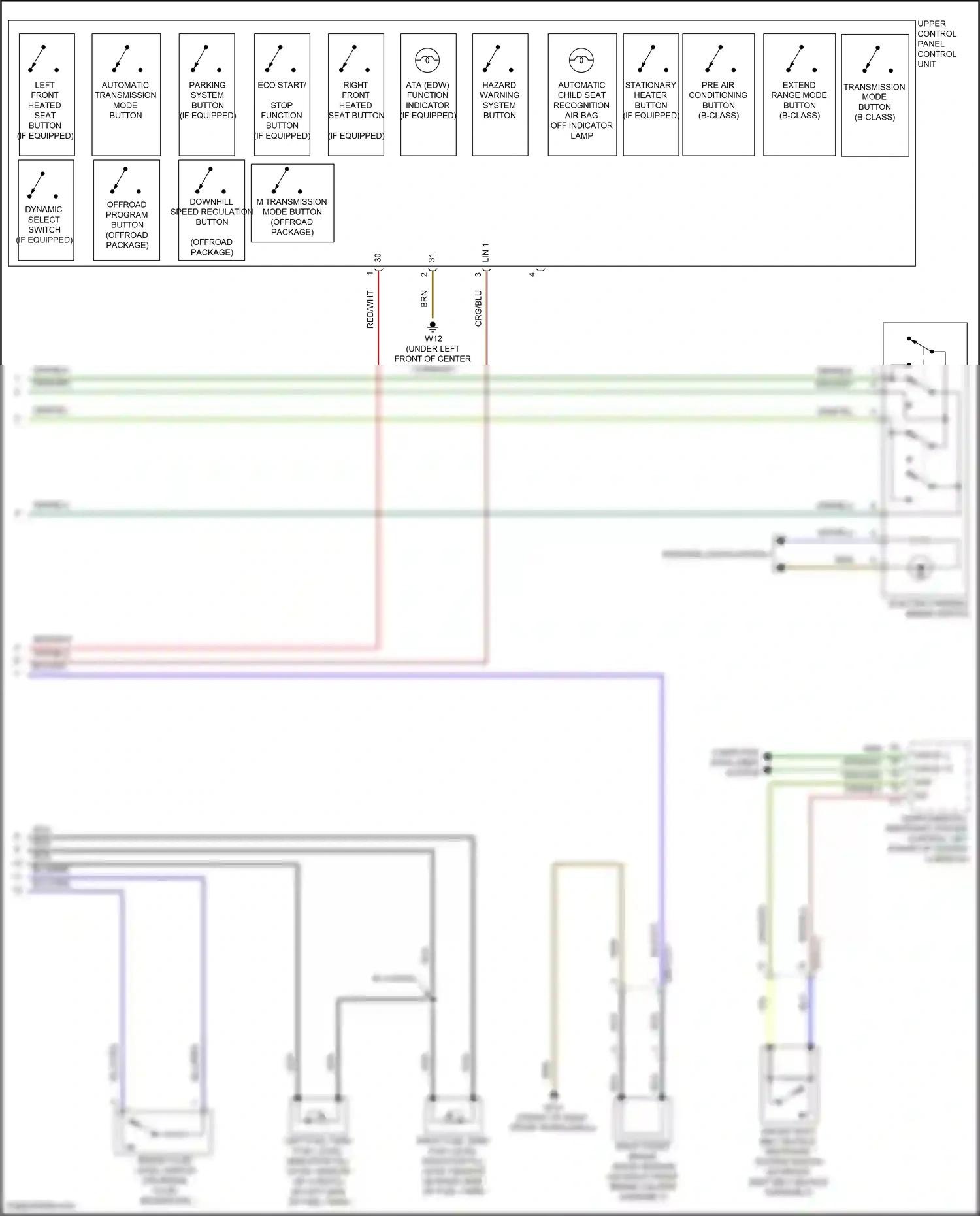 Mercedes-Benz B-class W246 facelift (2014-2018) eco start/ stop function button wiring diagram  (1 of 1)