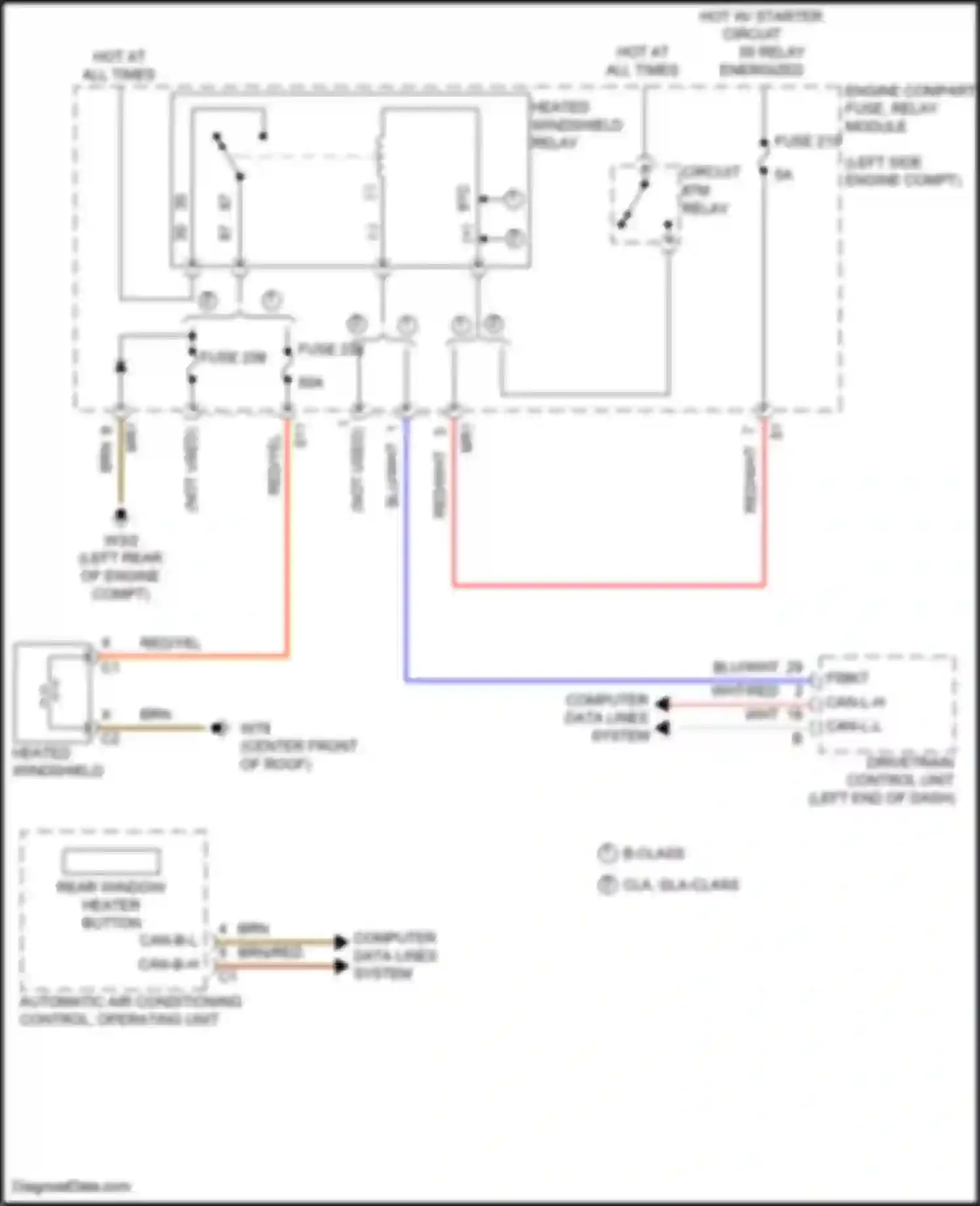 Wiring diagram engine compartment fuse, relay module for Mercedes-Benz B-class W246 facelift (2014-2018) (6 of 27)