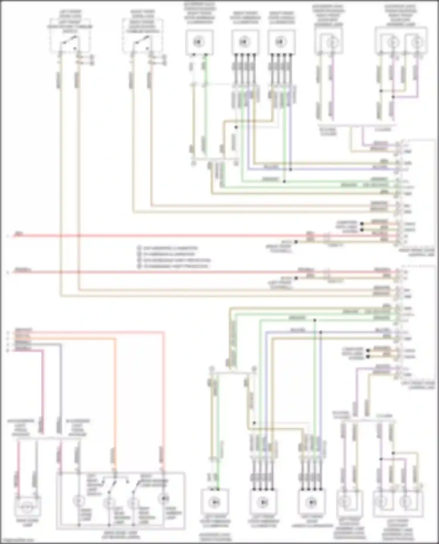 Wiring diagram left front door exit, warning lamp for Mercedes-Benz B-class W246 facelift (2014-2018) (3 of 3)