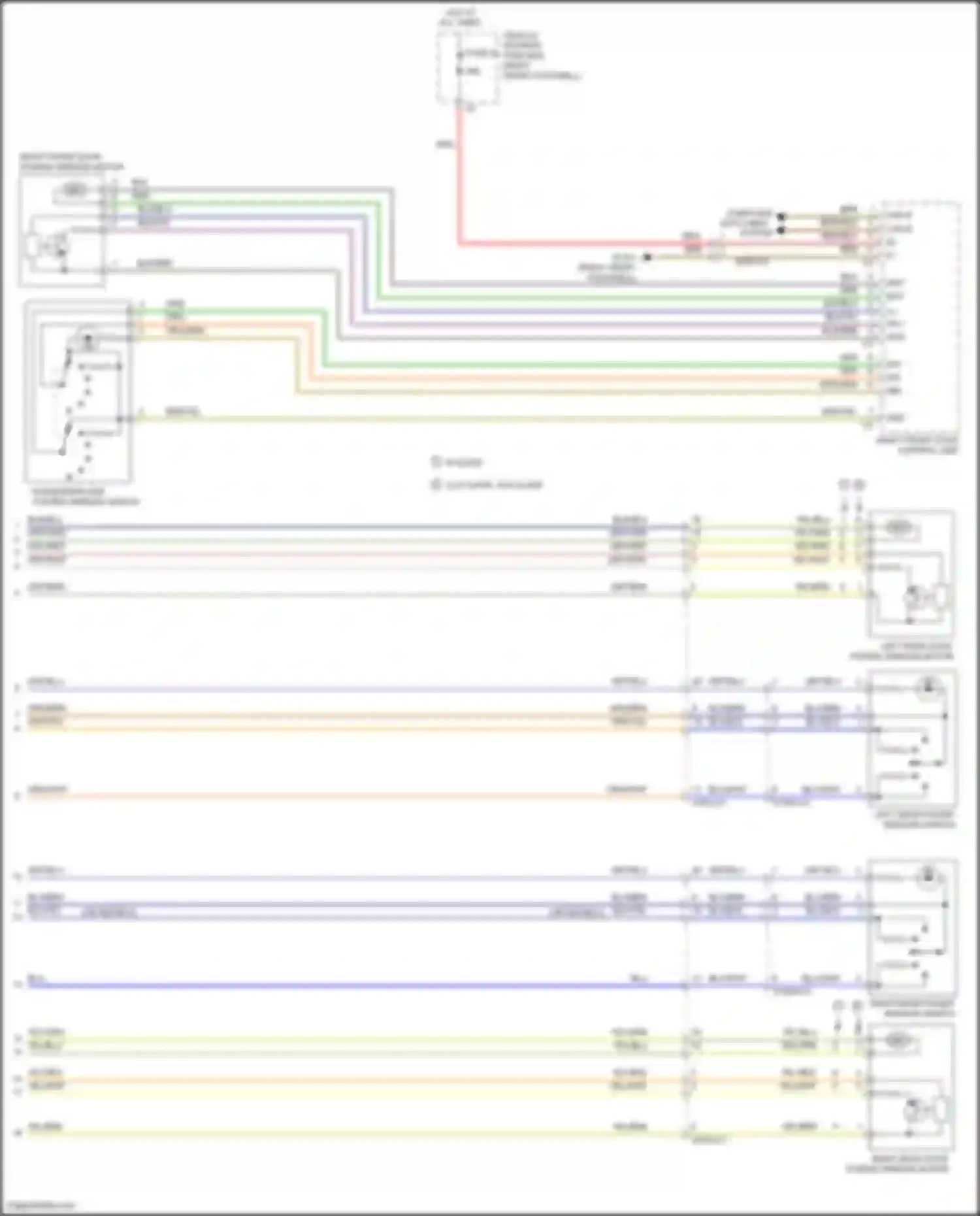 Wiring diagram left rear power window switch for Mercedes-Benz B-class W246 facelift (2014-2018) (3 of 3)