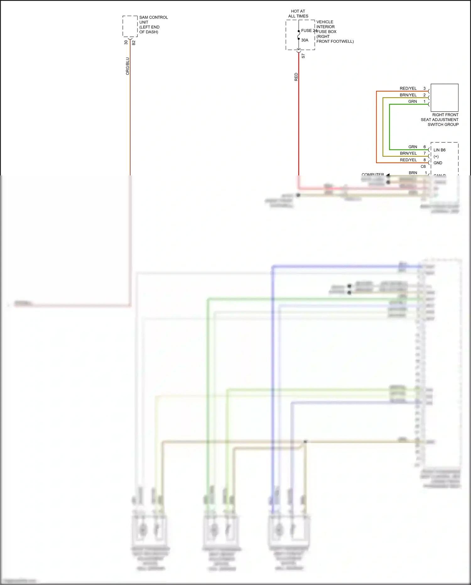 Mercedes-Benz B-class W246 facelift (2014-2018) sam control unit wiring diagram  (4 of 14)