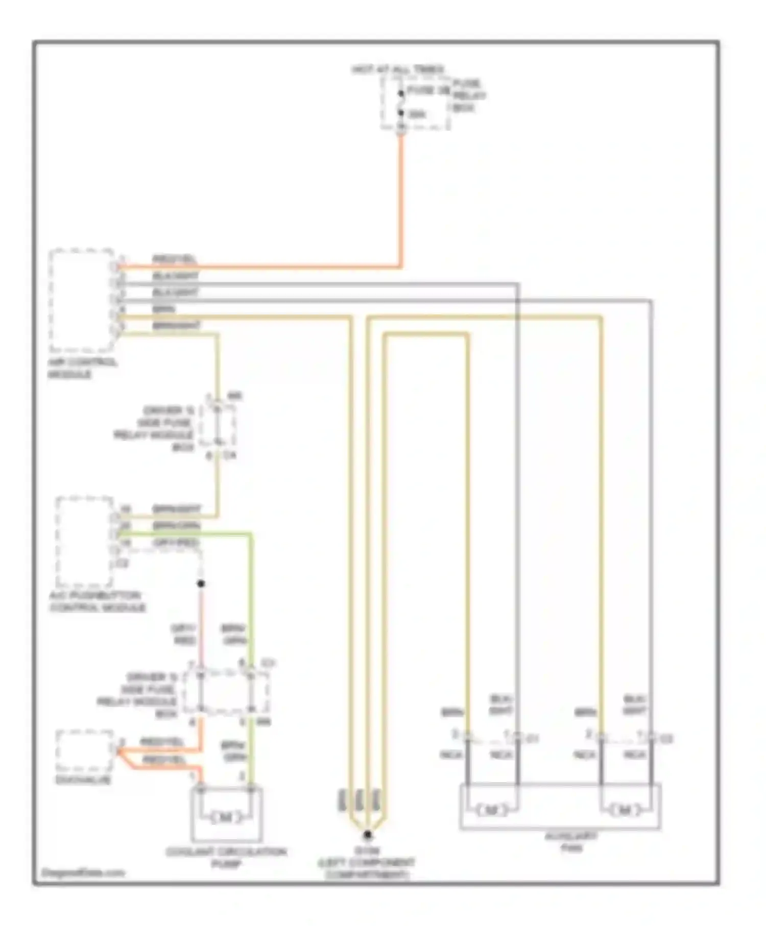 C-class AMG Mercedes-Benz W202 facelift (1997-2000): Cooling fan circuit, with auxiliary fans