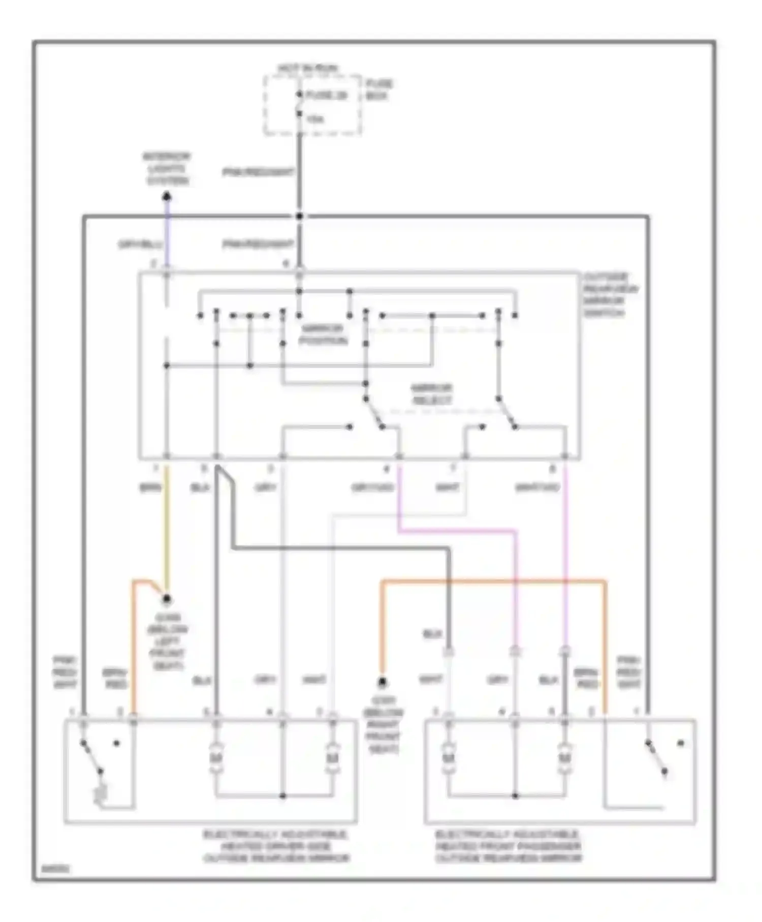 C-class Mercedes-Benz W202 (1993-1997): Power mirror circuit