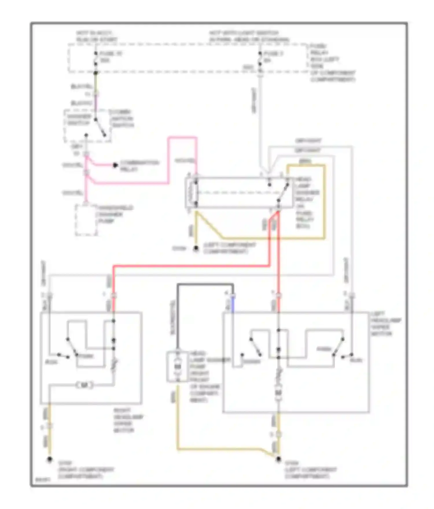 Wiring diagram combi- nation switch washer switch for Mercedes-Benz C-class AMG W202 (1994-1997) (1 of 1)