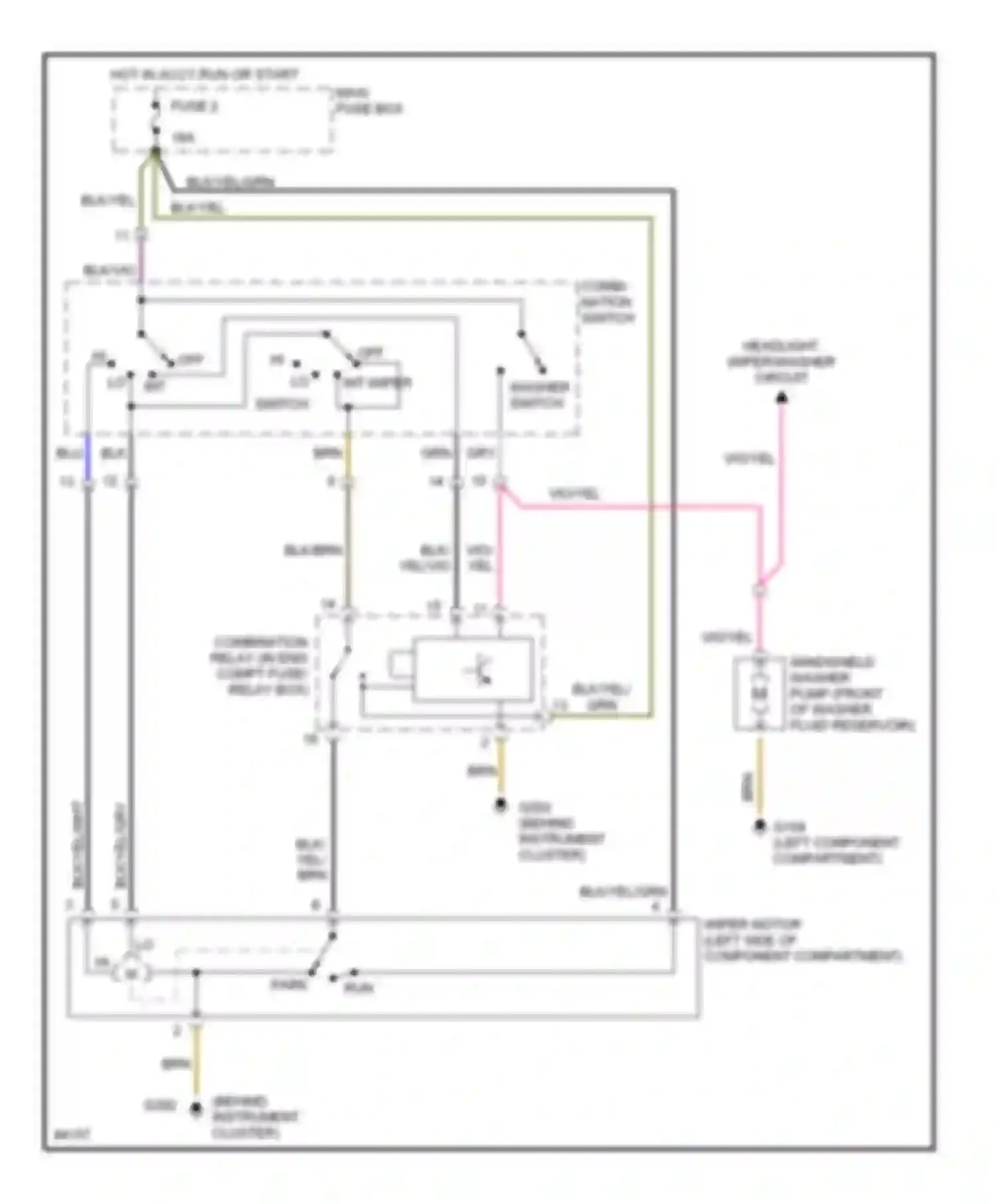 Wiring diagram headlight wiper/washer circuit for Mercedes-Benz C-class AMG W202 (1994-1997) (1 of 1)
