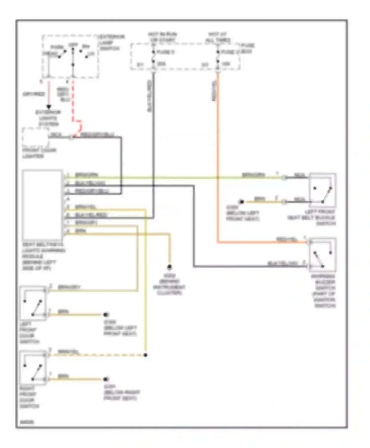 Wiring diagram right front door switch for Mercedes-Benz C-class AMG W202 (1994-1997) (4 of 4)