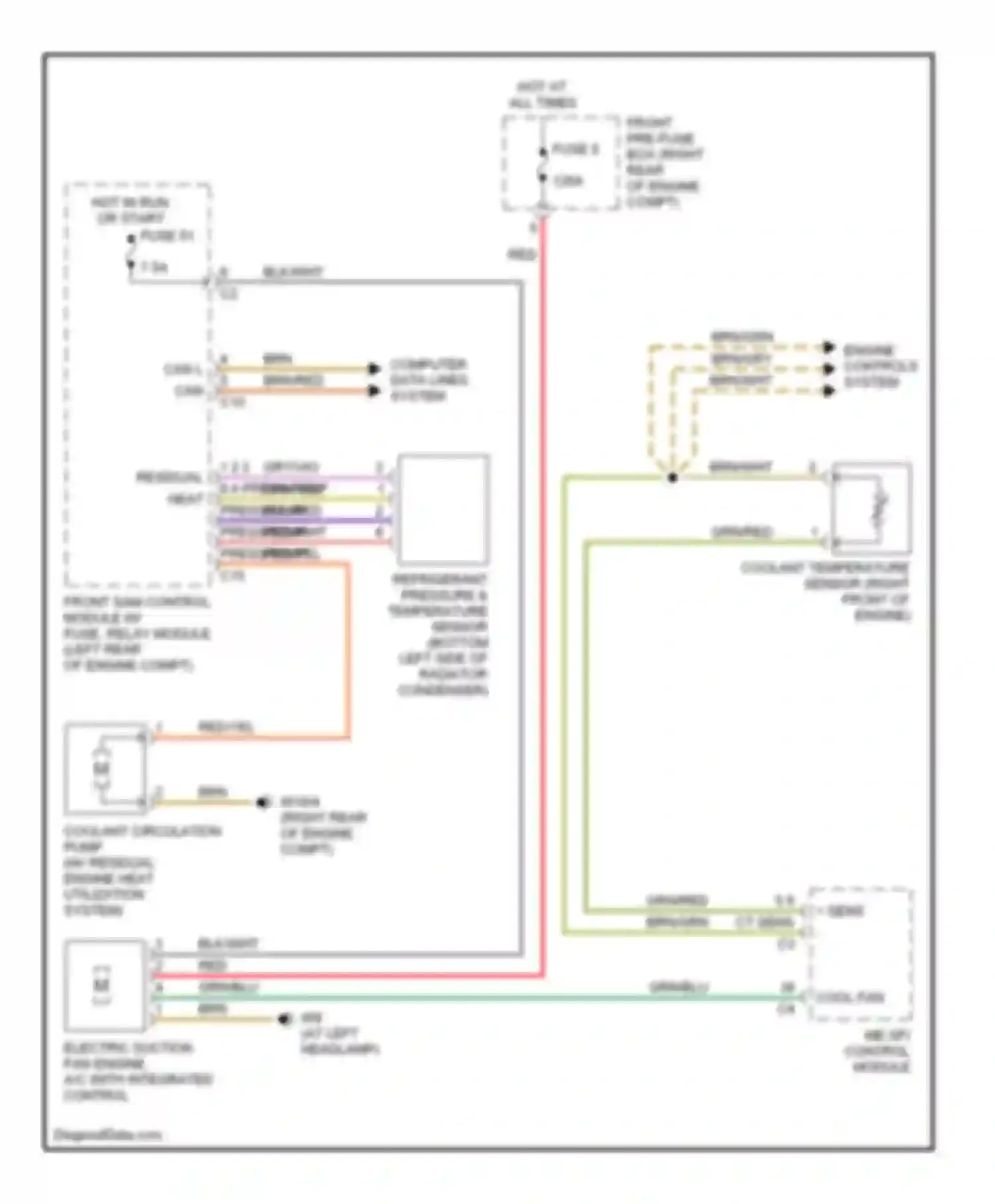 Wiring diagram electric suction fan engine, a/c with integrated control for Mercedes-Benz C-class AMG W203/S203/CL203 facelift (2004-2007) (2 of 2)