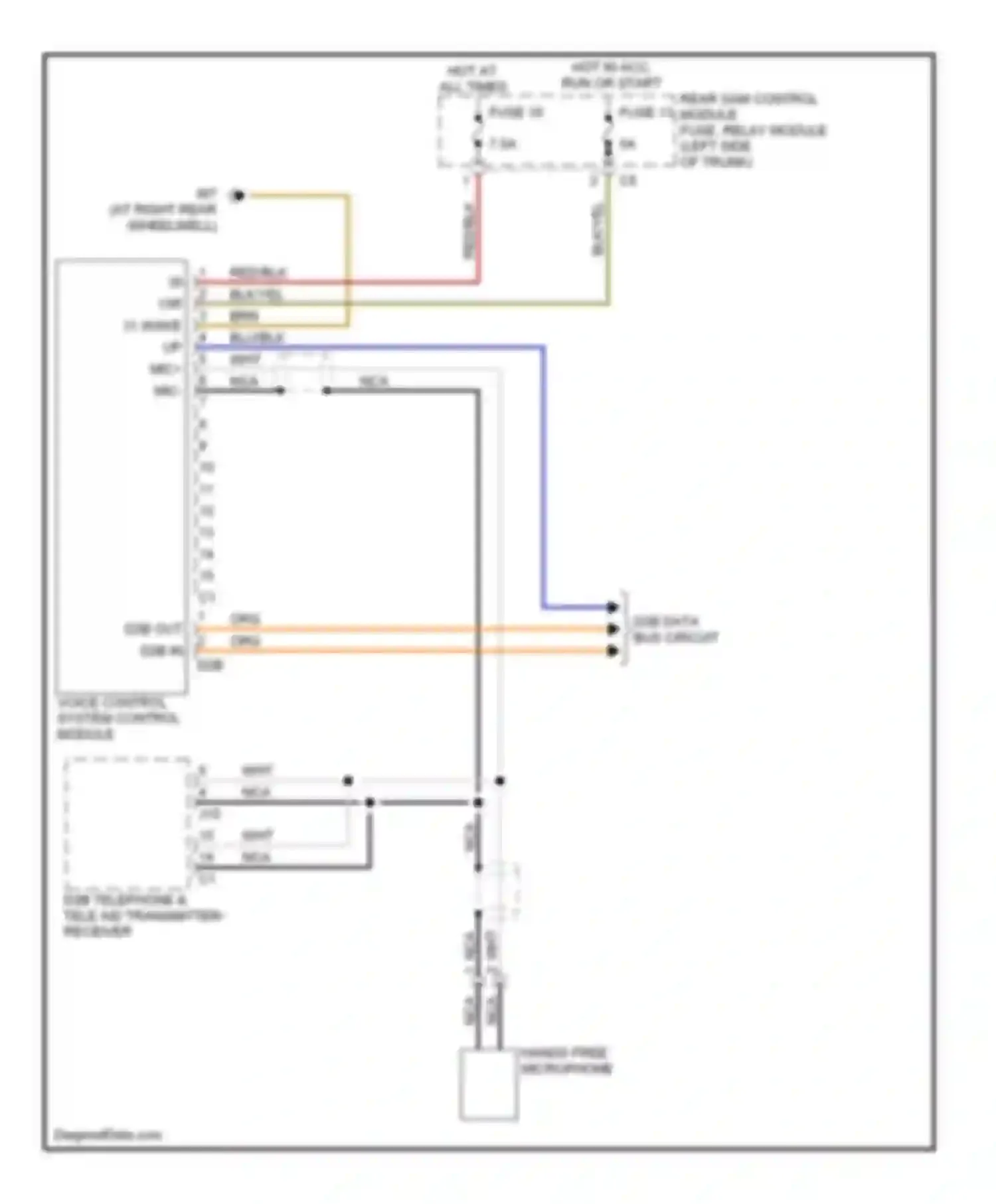 Wiring diagram hands-free microphone - for Mercedes-Benz C-class AMG W203/S203/CL203 facelift (2004-2007) (1 of 1)