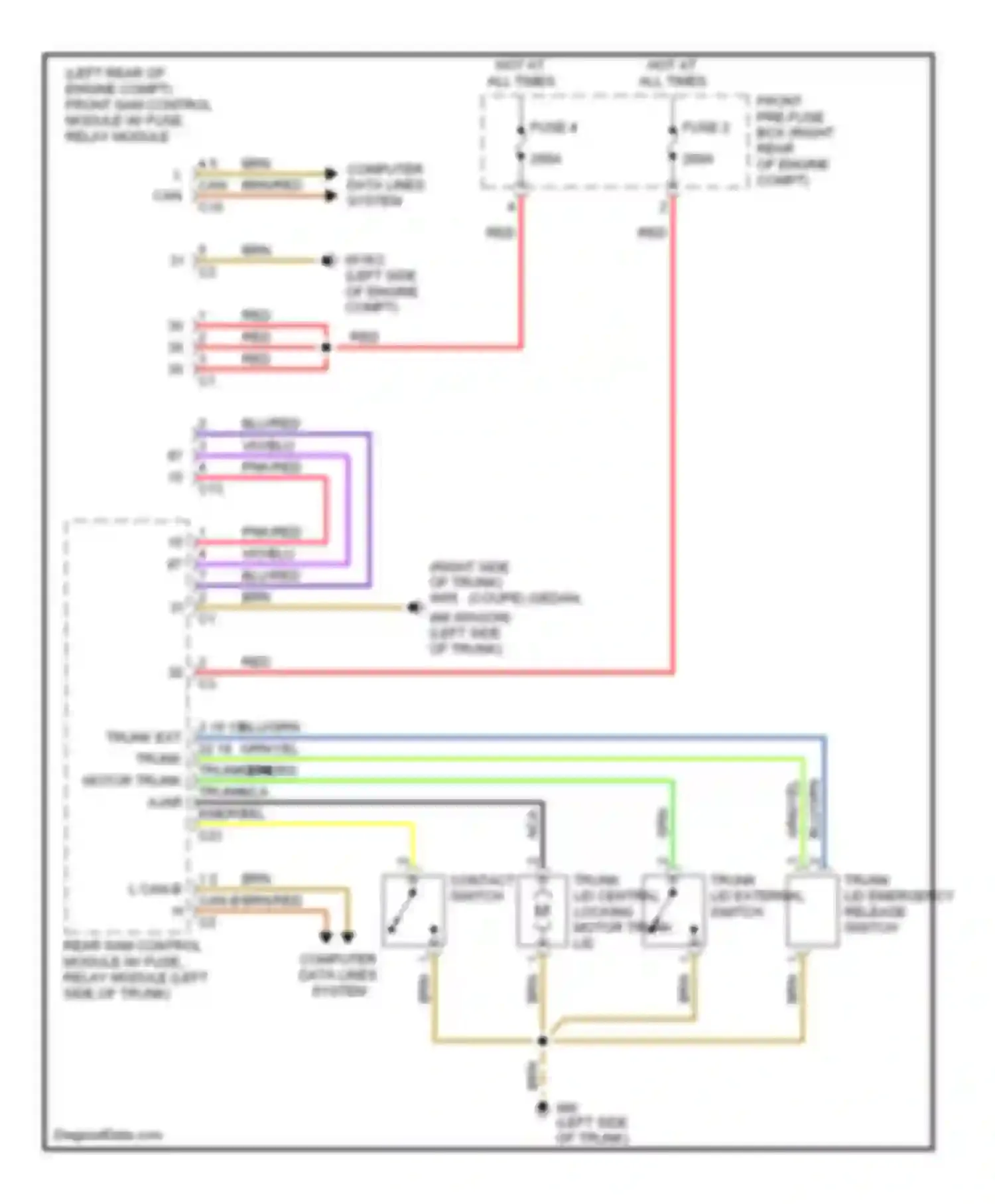 Wiring diagram trunk lid central locking motor trunk lid contact switch for Mercedes-Benz C-class AMG W203/S203/CL203 facelift (2004-2007) (1 of 1)