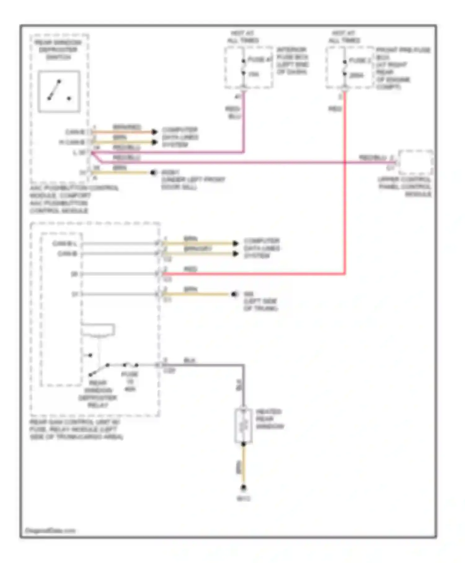 C-class Mercedes-Benz W203/S203/CL203 facelift (2004-2008): Rear defogger circuit