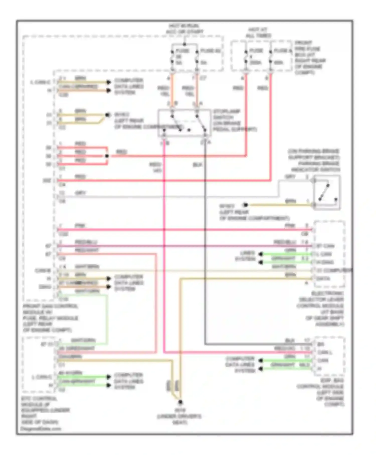 C-class Mercedes-Benz W203/S203/CL203 facelift (2004-2008): Shift interlock circuit