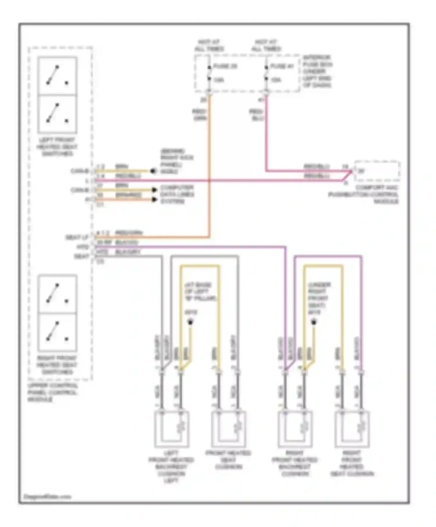 C-class Mercedes-Benz W203/S203/CL203 (2000-2004): Heated seats circuit