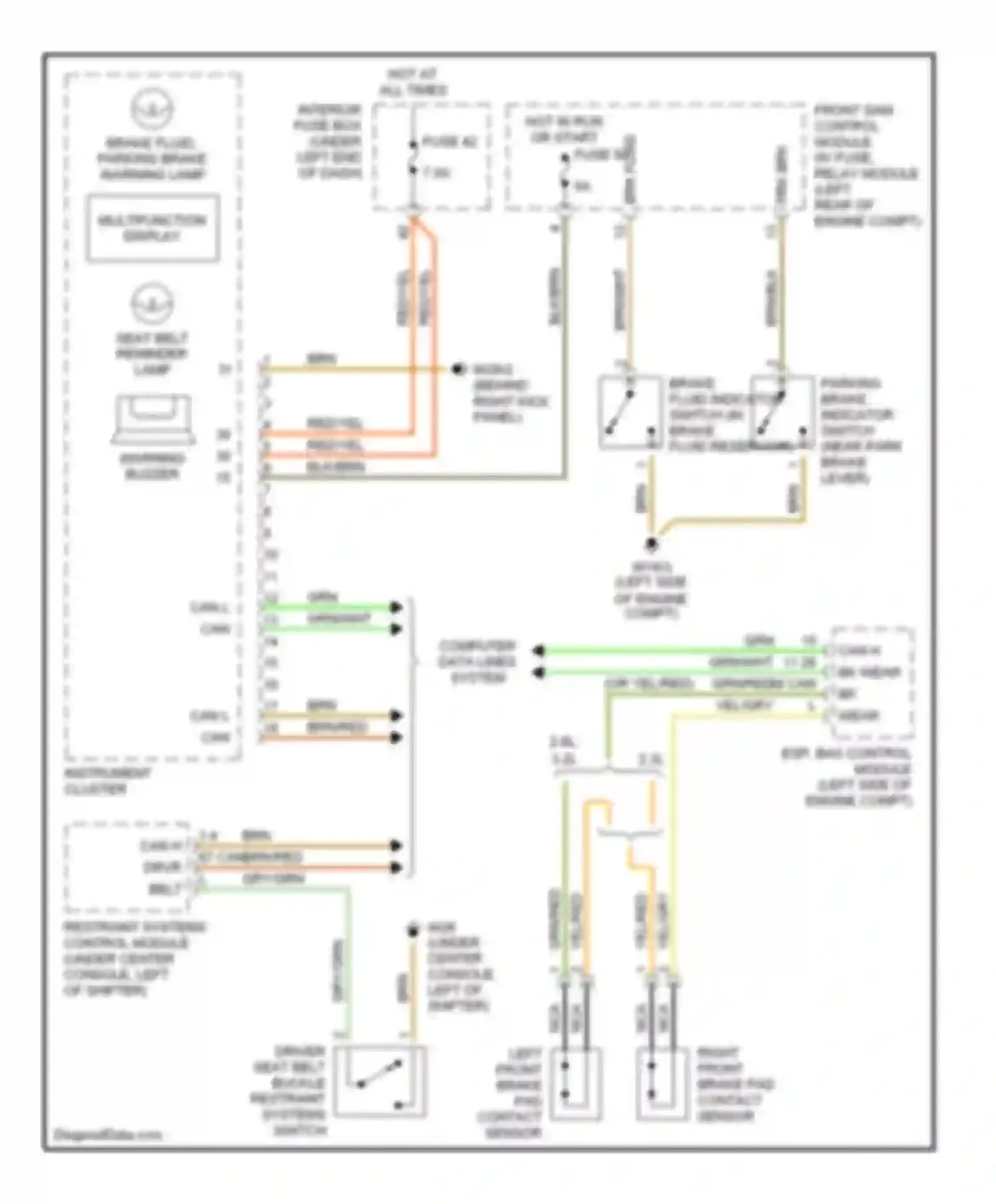 C-class Mercedes-Benz W203/S203/CL203 (2000-2004): Warning systems circuit