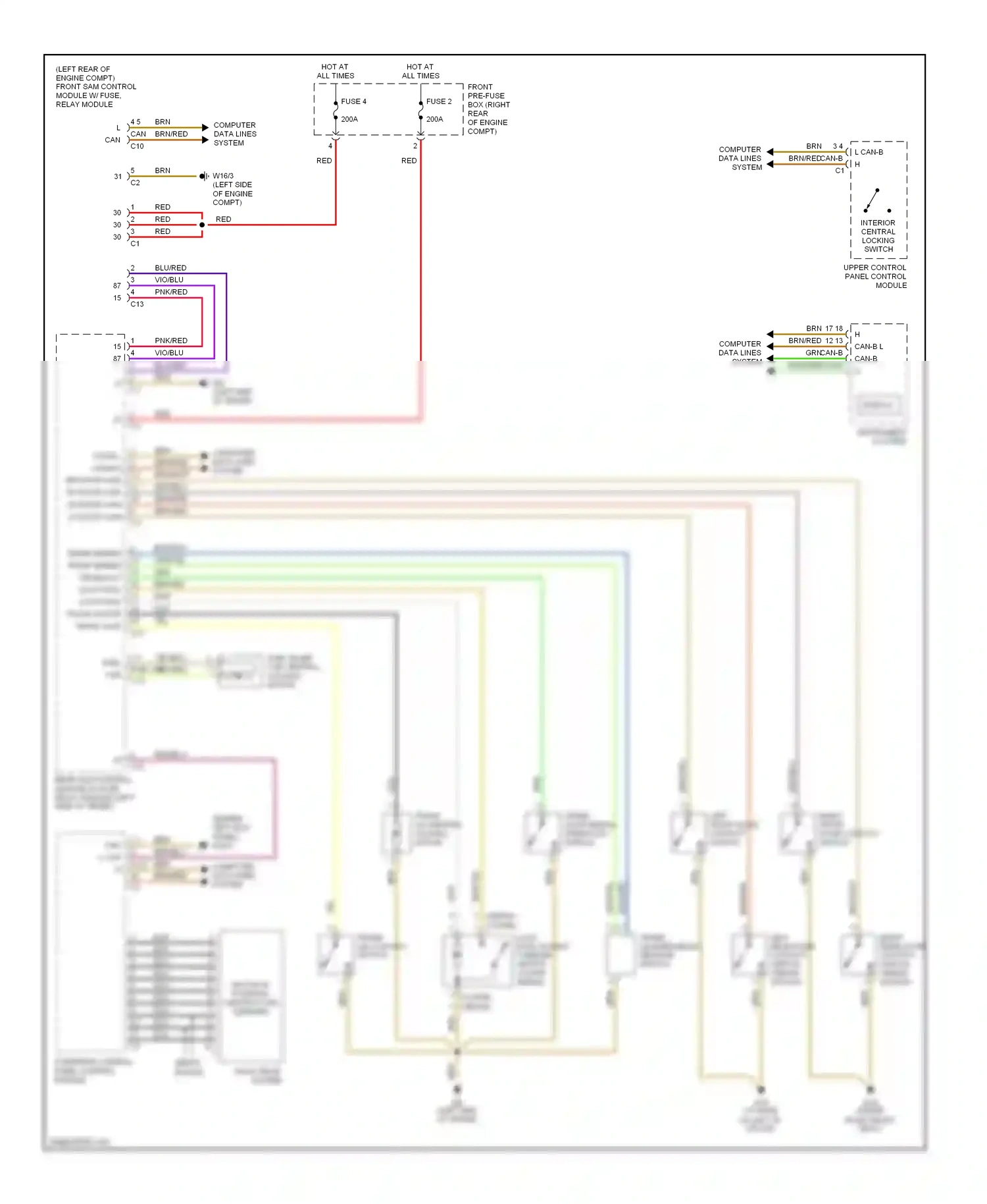 Mercedes-Benz C-class W203/S203/CL203 (2000-2004) upper control panel control module wiring diagram  (7 of 9)