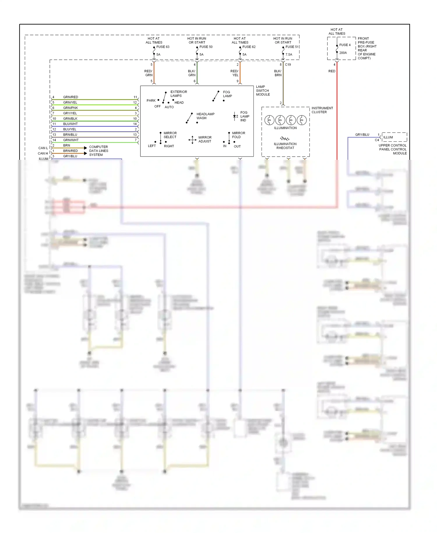 Mercedes-Benz C-class W203/S203/CL203 (2000-2004) upper control panel control module wiring diagram  (5 of 9)