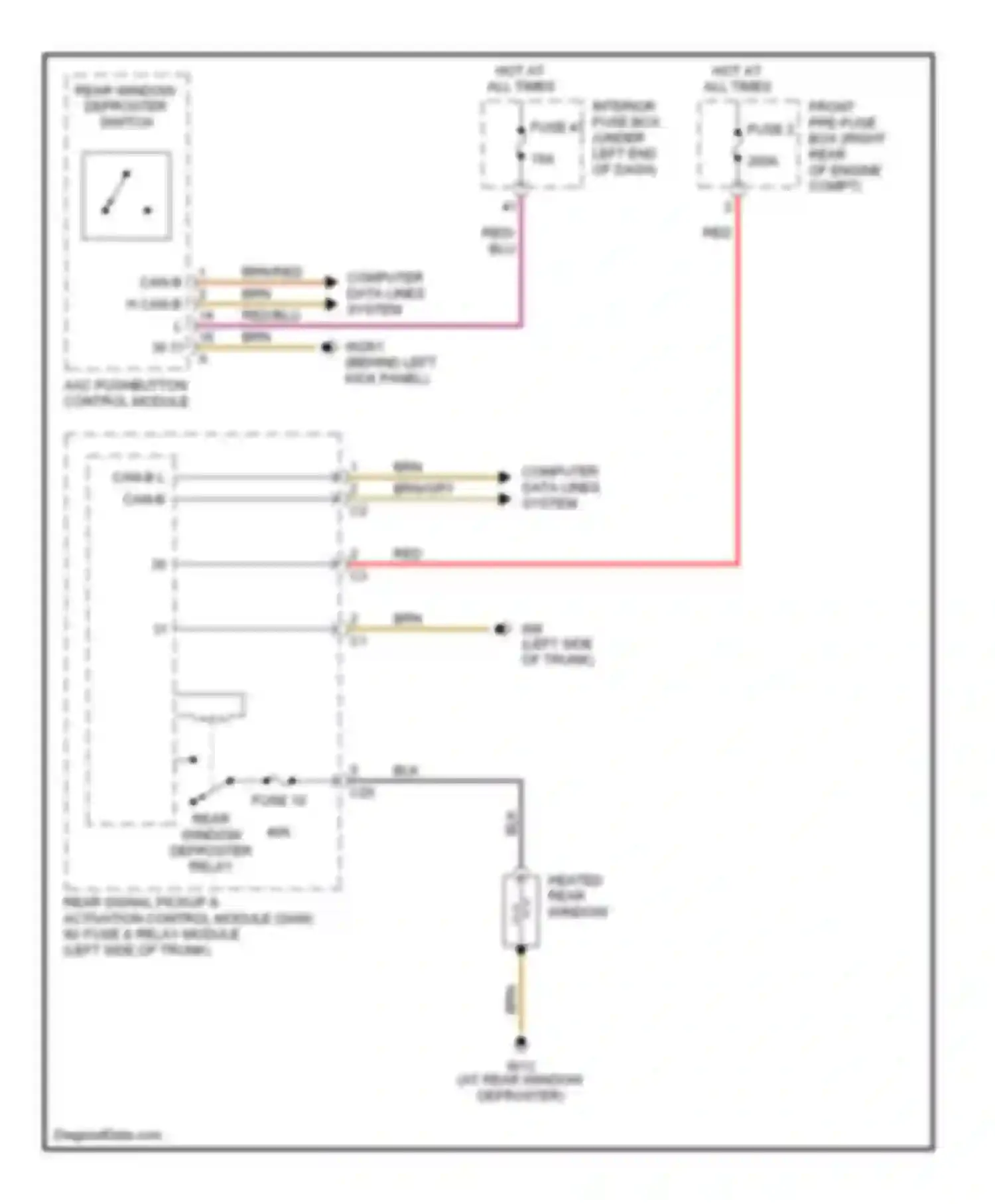 C-class AMG Mercedes-Benz W203/S203/CL203 (2001-2004): Rear defogger circuit
