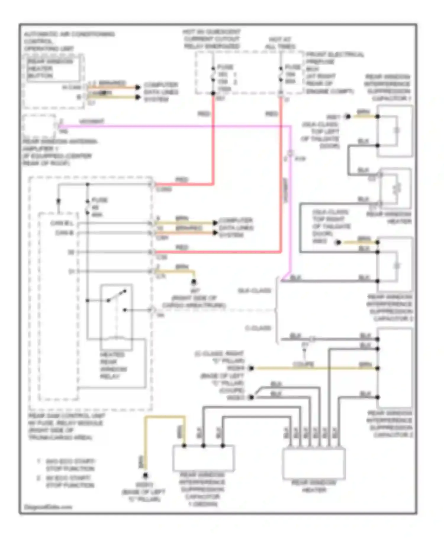 C-class Mercedes-Benz W204/S204/С204 facelift (2011-2015): Rear defogger circuit