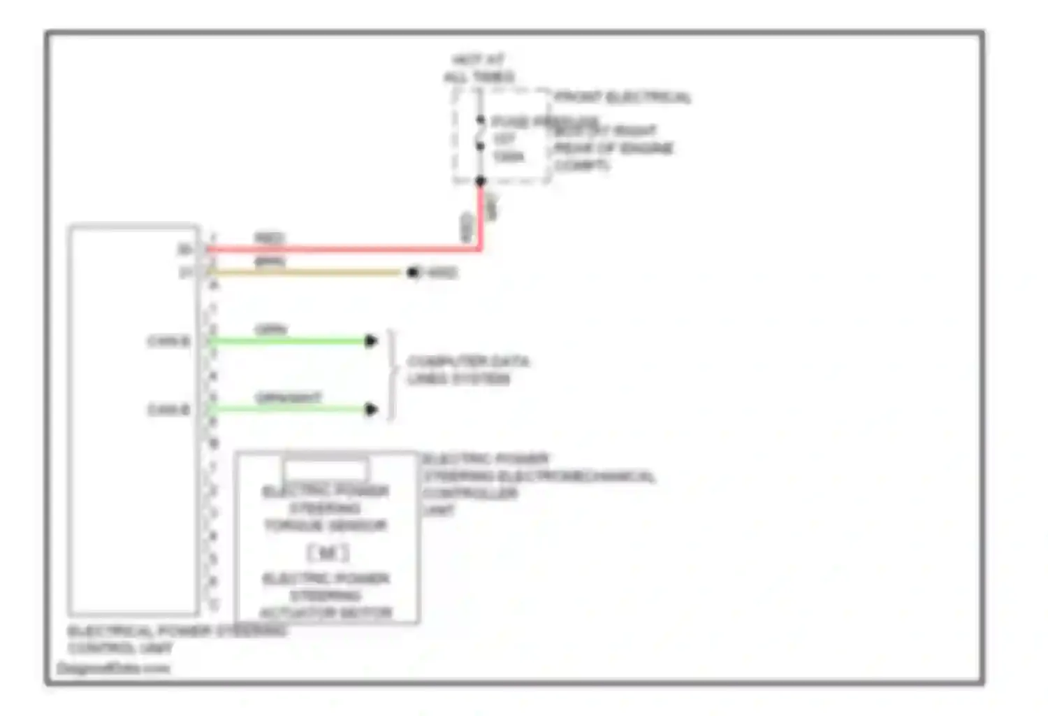 C-class Mercedes-Benz W204/S204/С204 facelift (2011-2015): Electronic power steering circuit