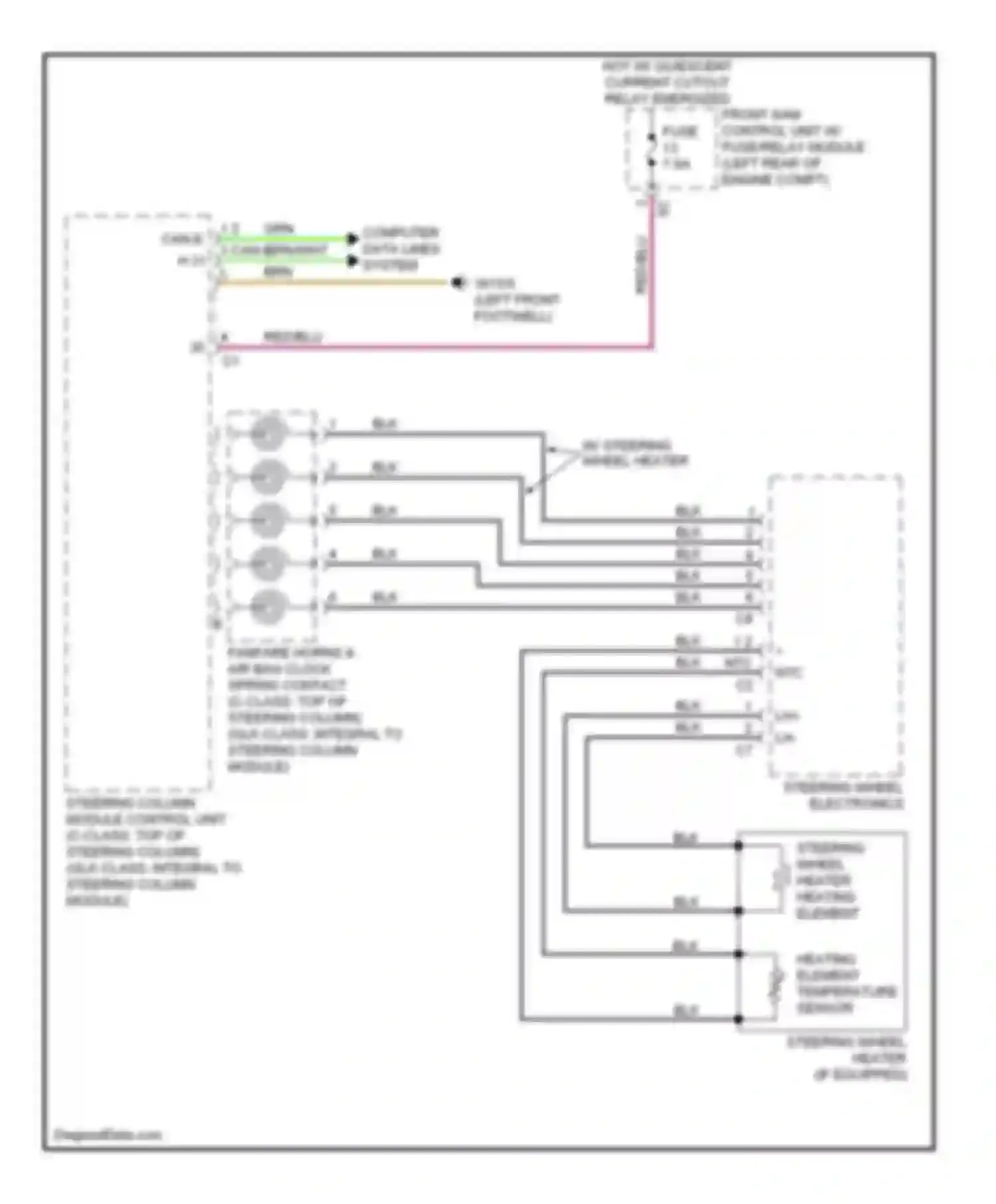 C-class Mercedes-Benz W204/S204/С204 facelift (2011-2015): Heated steering wheel circuit