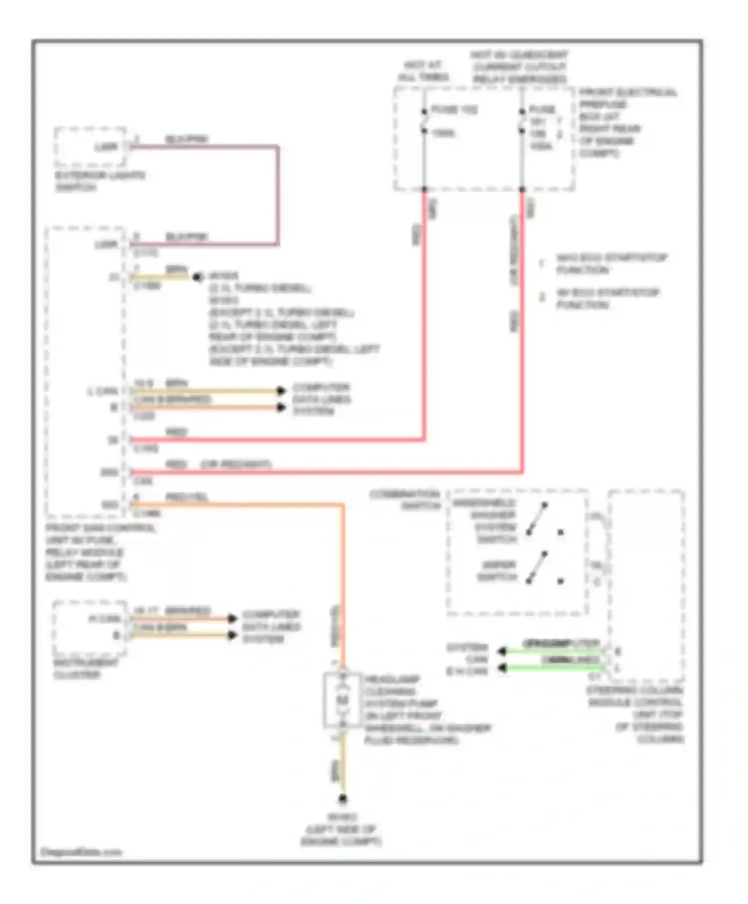 C-class Mercedes-Benz W204/S204/С204 facelift (2011-2015): Headlamp washer circuit
