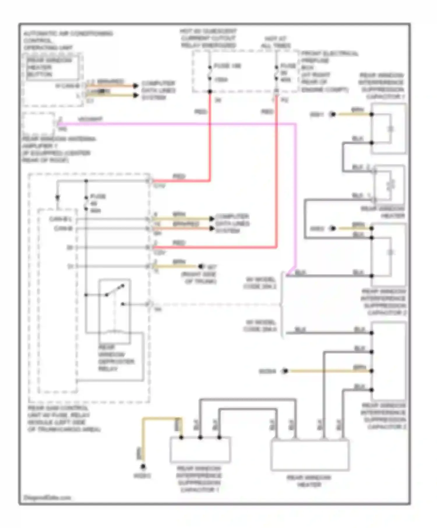 C-class AMG Mercedes-Benz W204/S204/С204 (2007-2011): Rear defogger circuit