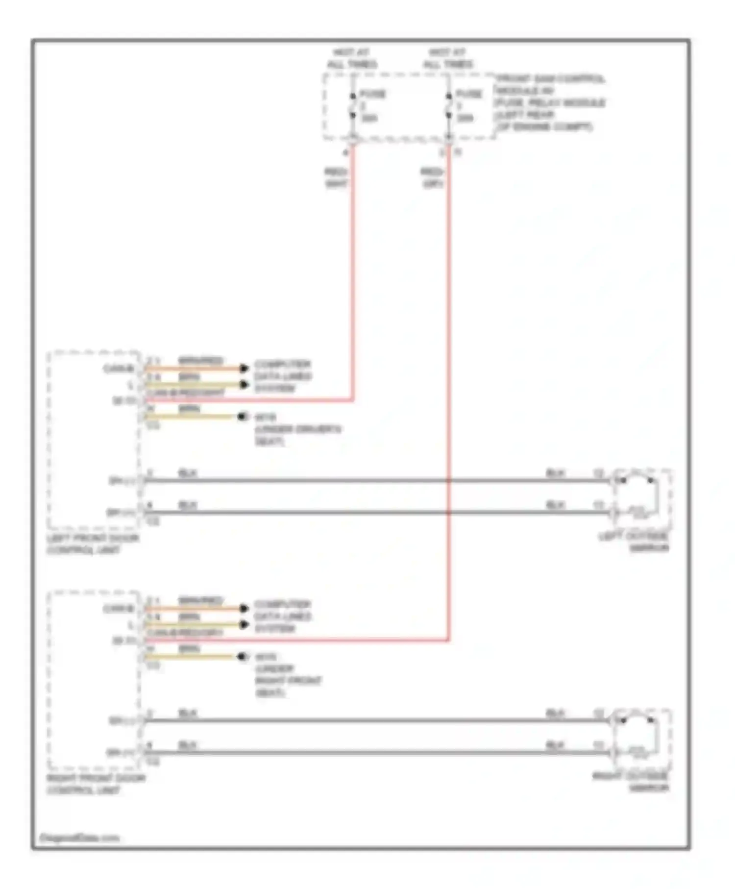 Wiring diagram right outside mirror for Mercedes-Benz C-class AMG W204/S204/С204 (2007-2011) (3 of 4)