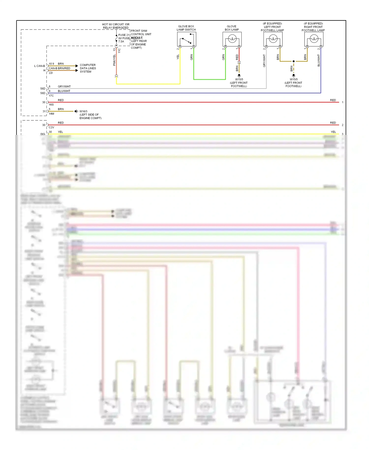 Mercedes-Benz C-class W204/S204 (2006-2011) interior lamp automatic function switch wiring diagram  (1 of 3)