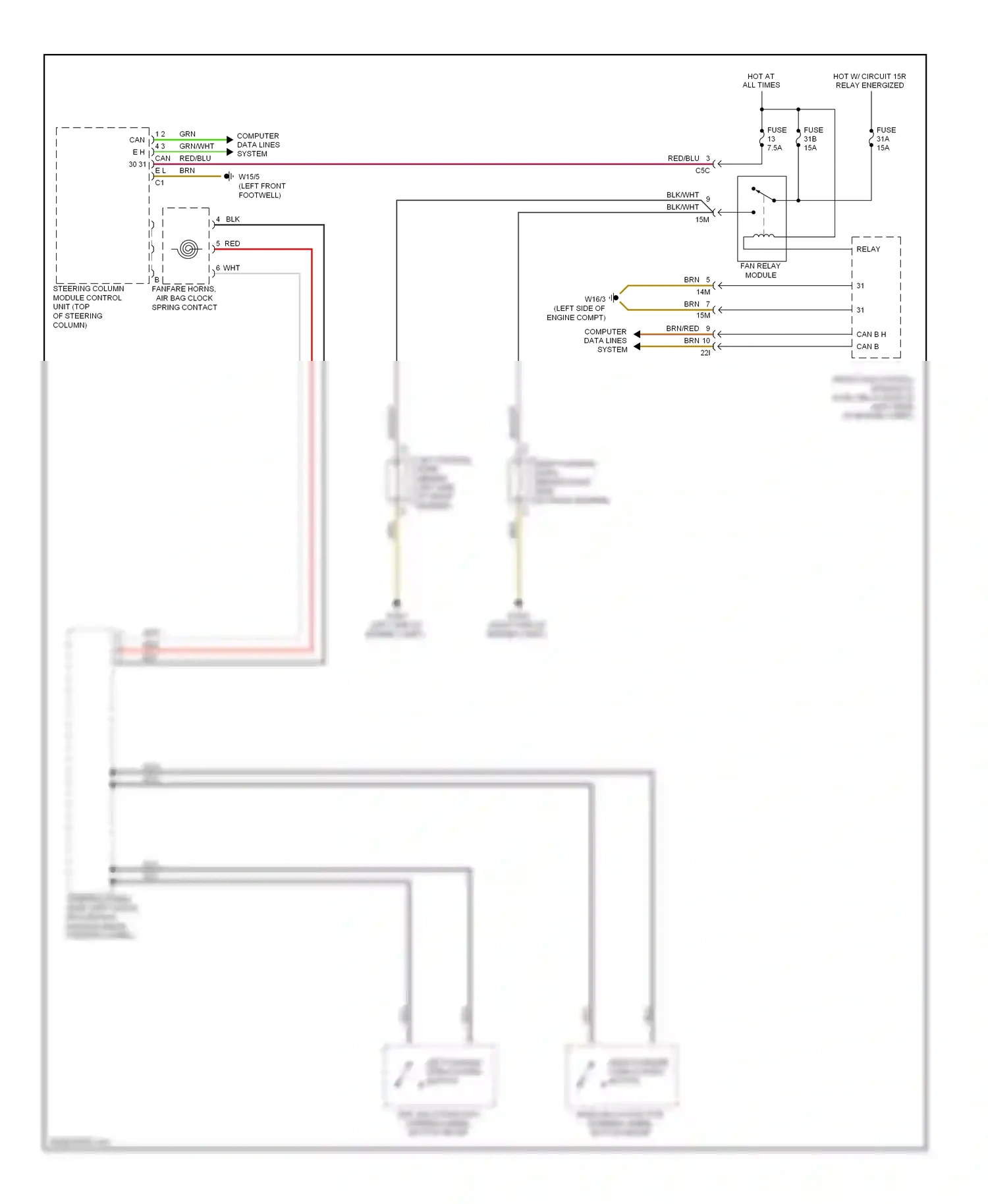 Mercedes-Benz C-class W204/S204 (2006-2011) left multi-function steering wheel button group wiring diagram  (1 of 1)