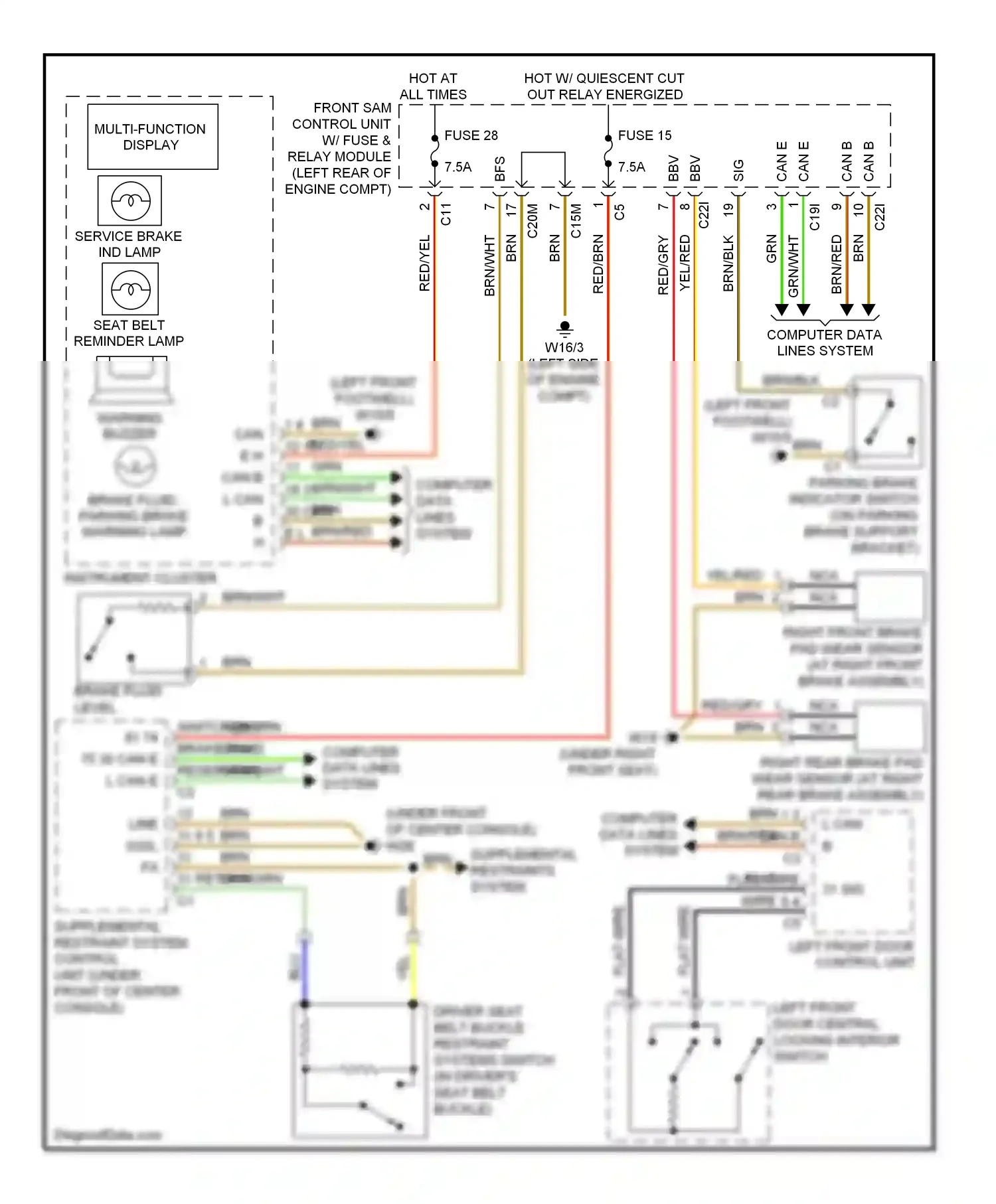 Mercedes-Benz C-class W204/S204 (2006-2011) multi-function display wiring diagram  (2 of 2)