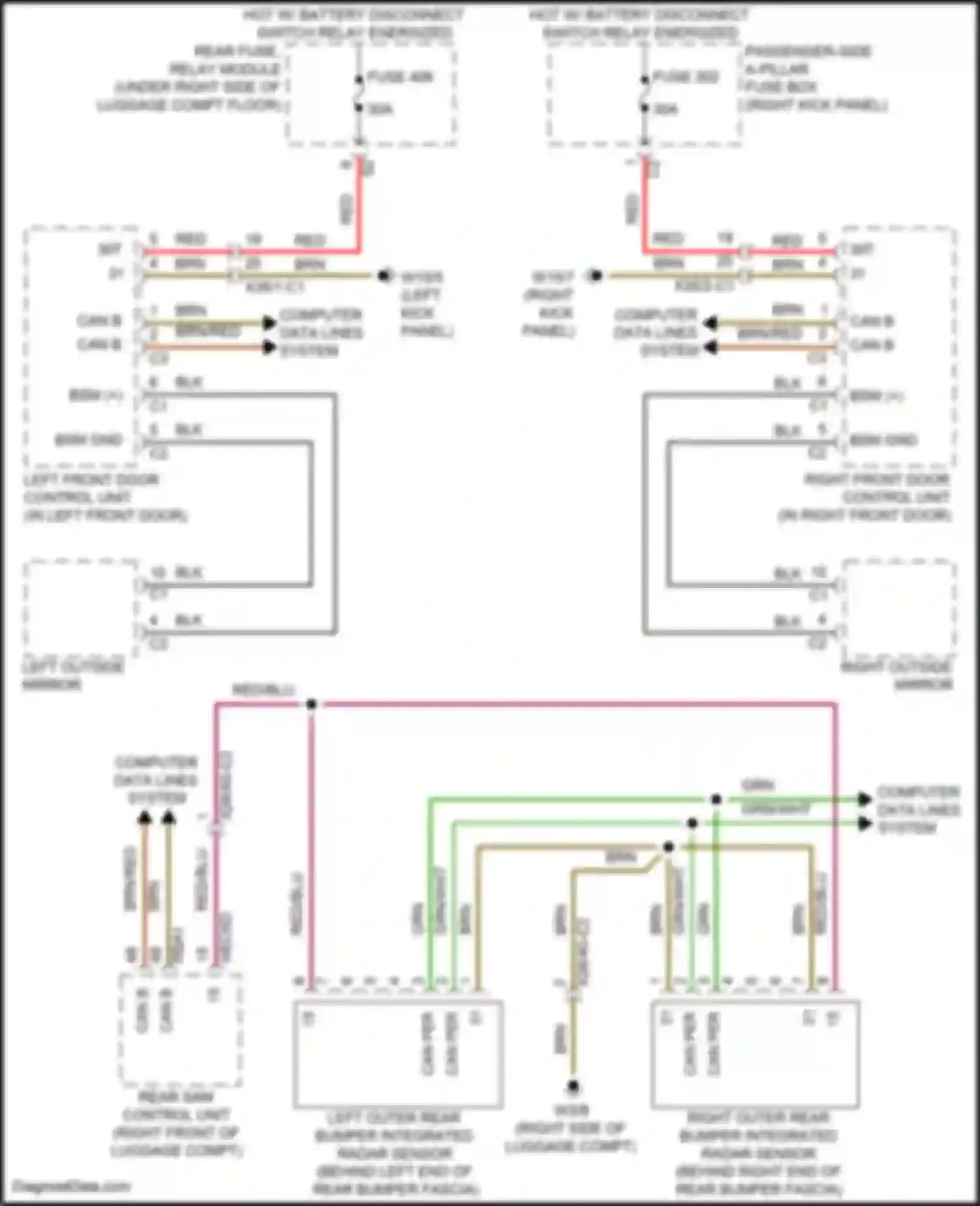 C-class Mercedes-Benz W205/S205/C205/A205 facelift (2018-2021): Blind spot information system circuit