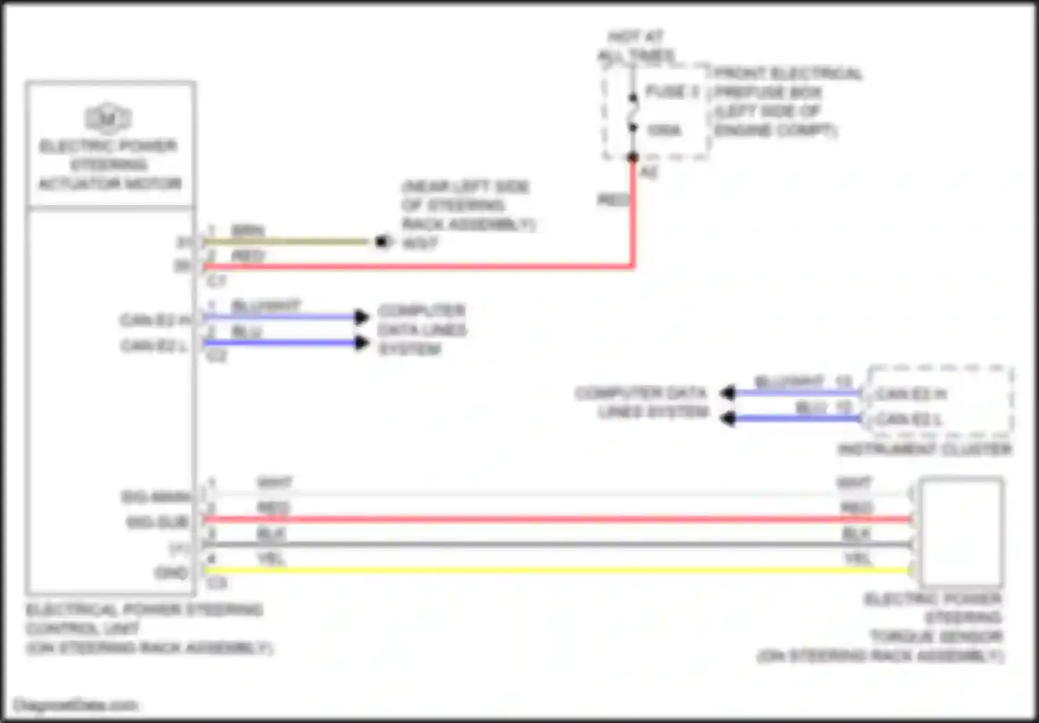CLA-class Mercedes-Benz C117/X117 facelift (2016-2019): Electronic power steering circuit