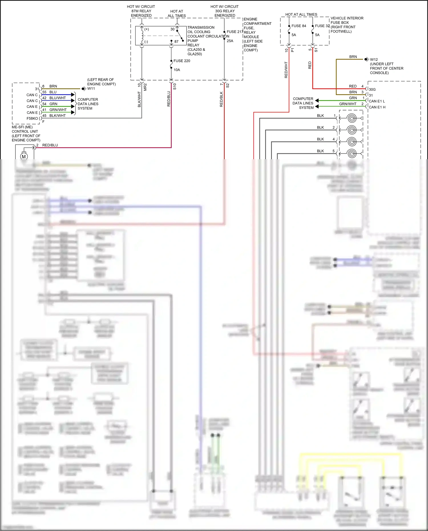 Wiring diagram dynamic select switch for Mercedes-Benz CLA-class C117/X117 facelift (2016-2019) (1 of 2)