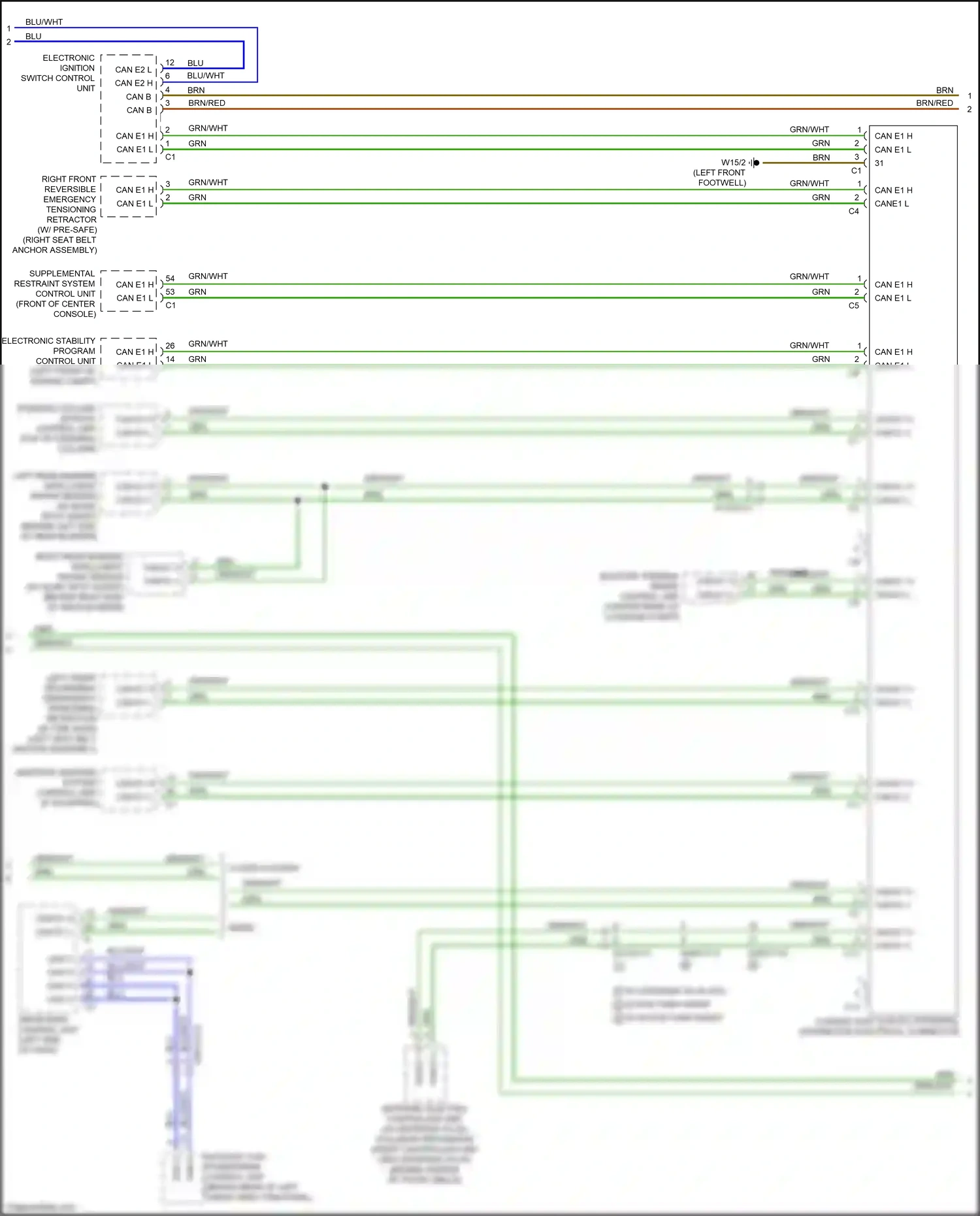 Wiring diagram electronic stability program control unit for Mercedes-Benz CLA-class C117/X117 facelift (2016-2019) (5 of 7)