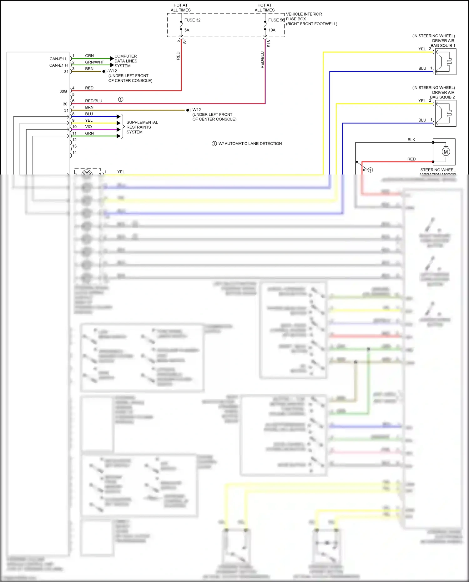 Wiring diagram left multi-function steering wheel button group for Mercedes-Benz CLA-class C117/X117 facelift (2016-2019) (5 of 5)