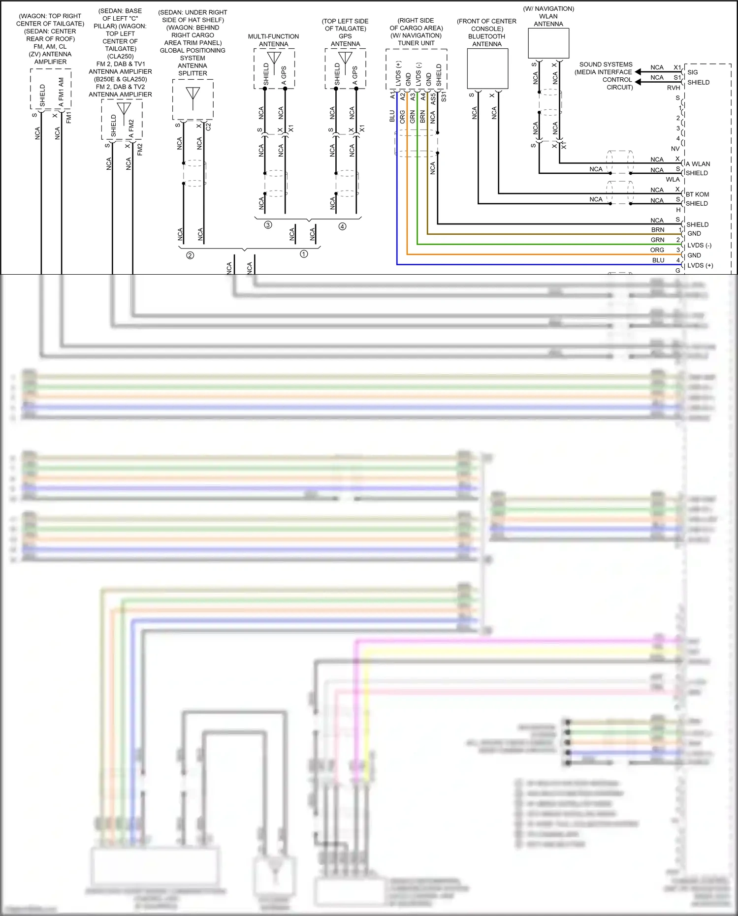 Wiring diagram multi-function antenna for Mercedes-Benz CLA-class C117/X117 facelift (2016-2019) (1 of 10)