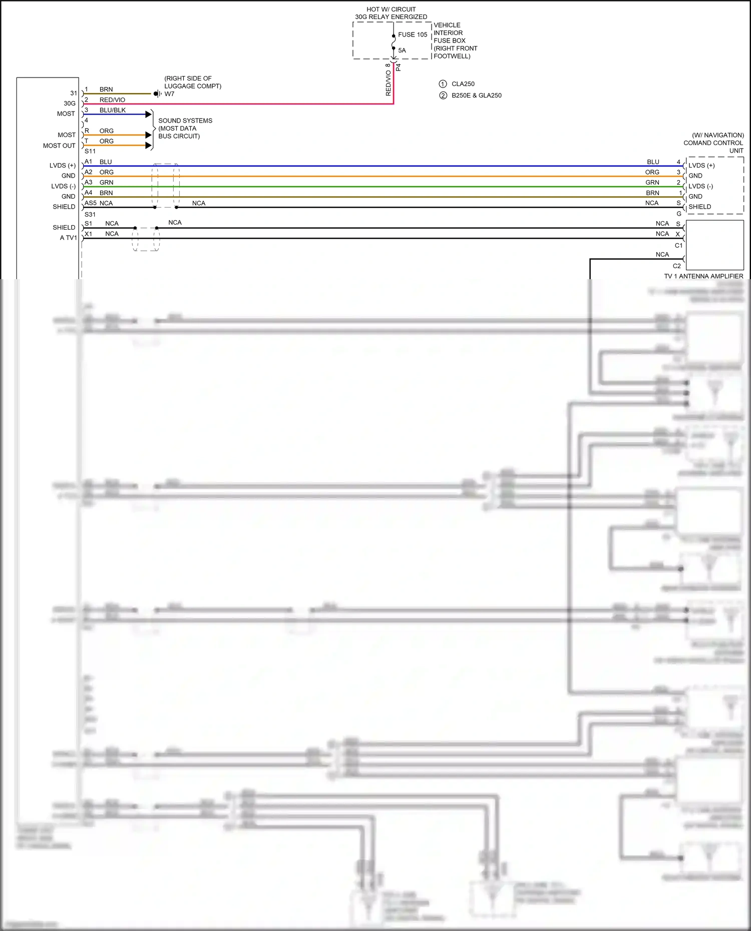 Wiring diagram multi-function antenna for Mercedes-Benz CLA-class C117/X117 facelift (2016-2019) (10 of 10)
