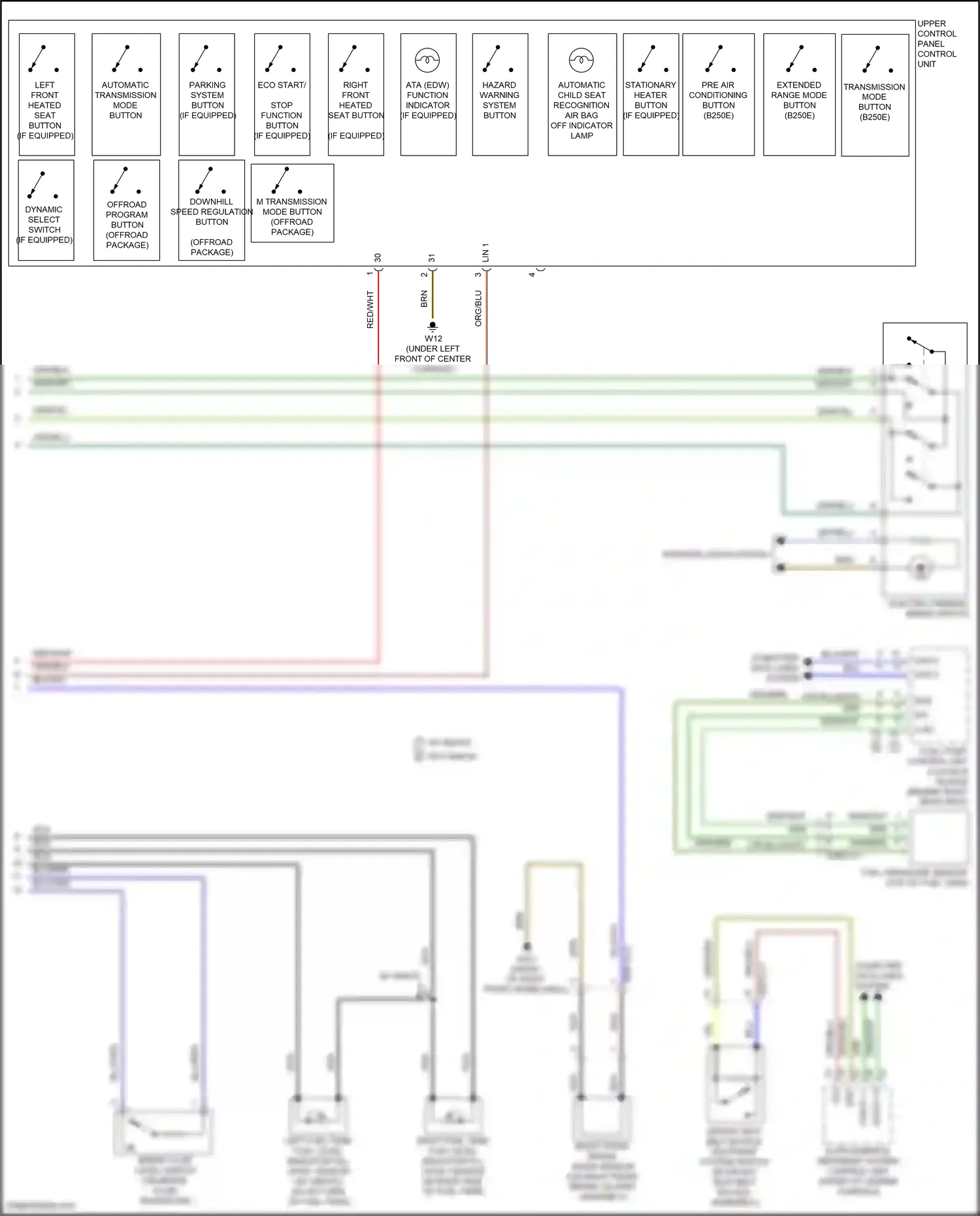 Wiring diagram offroad program button for Mercedes-Benz CLA-class C117/X117 facelift (2016-2019) (2 of 2)