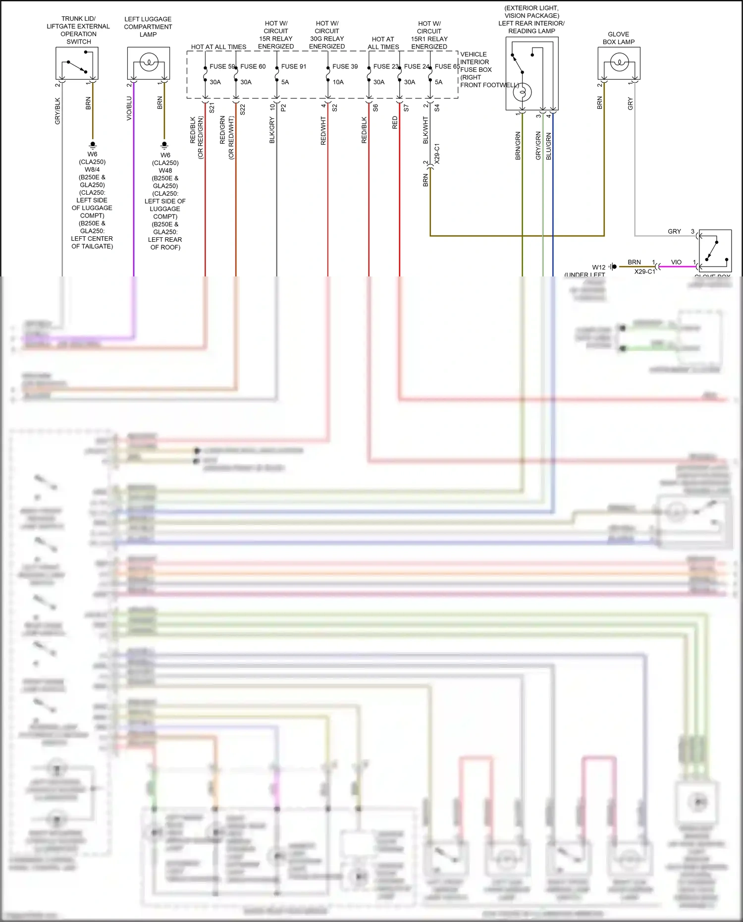 Wiring diagram overhead control panel control unit for Mercedes-Benz CLA-class C117/X117 facelift (2016-2019) (4 of 15)