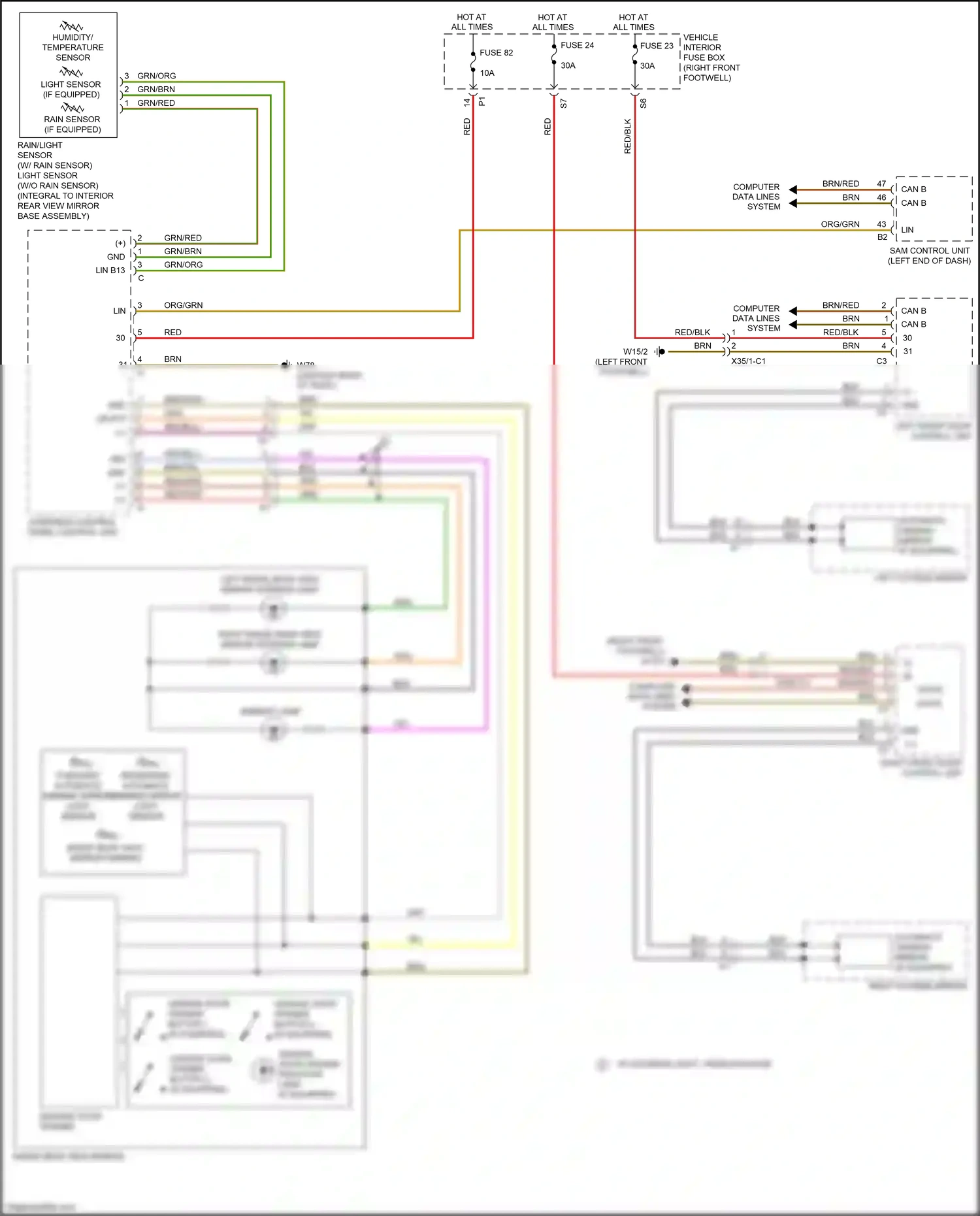 Wiring diagram overhead control panel control unit for Mercedes-Benz CLA-class C117/X117 facelift (2016-2019) (9 of 15)