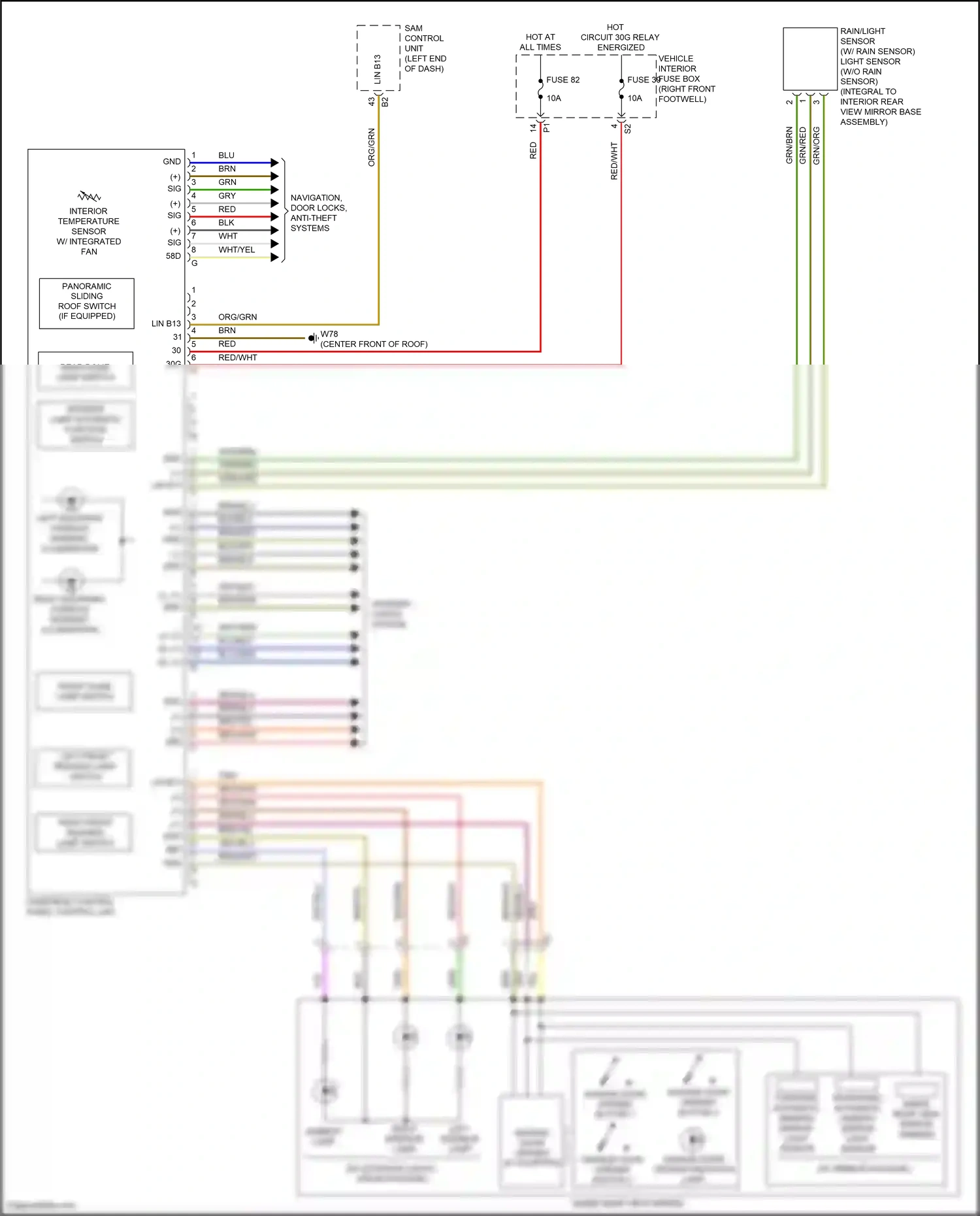 Wiring diagram overhead control panel control unit for Mercedes-Benz CLA-class C117/X117 facelift (2016-2019) (7 of 15)