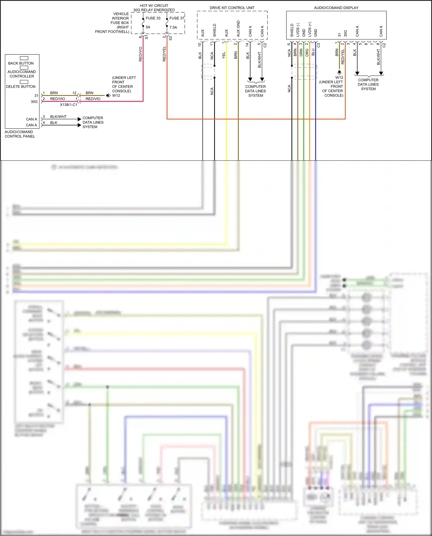 Wiring diagram steering column module control unit for Mercedes-Benz CLA-class C117/X117 facelift (2016-2019) (3 of 18)