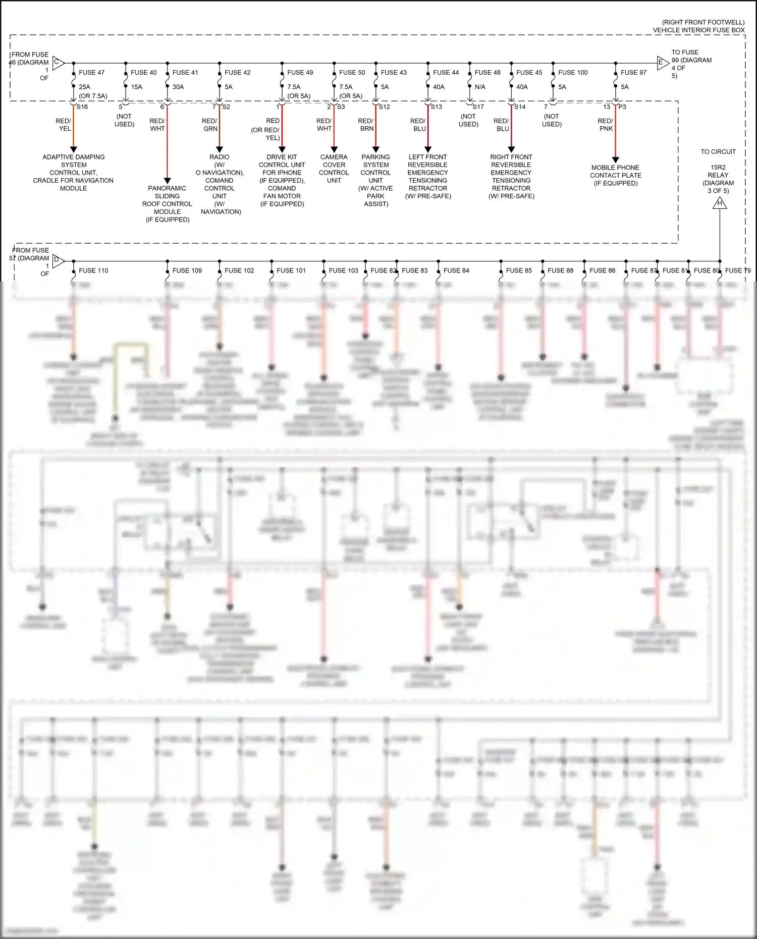 Wiring diagram upper control panel control unit for Mercedes-Benz CLA-class C117/X117 facelift (2016-2019) (8 of 11)