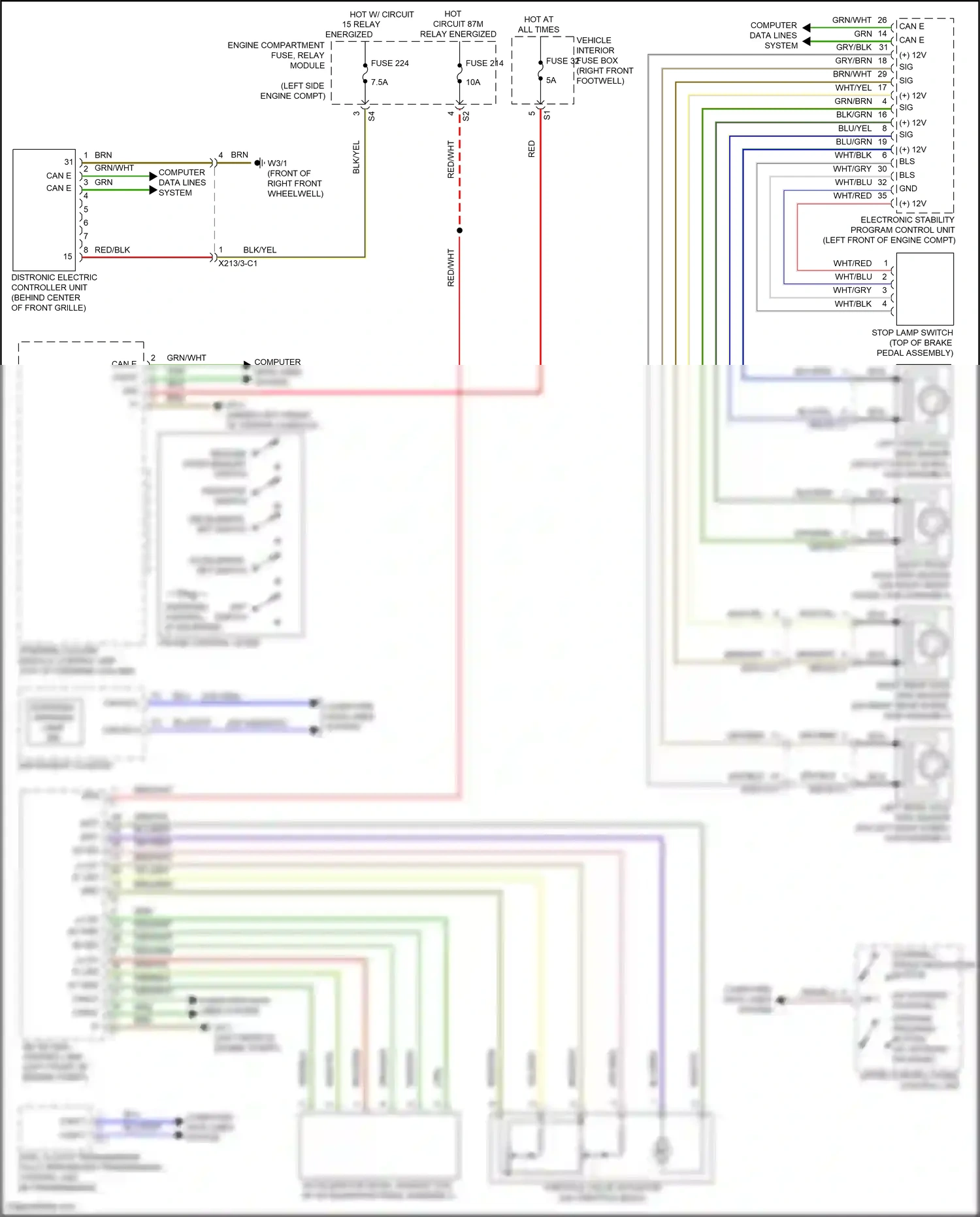 Wiring diagram upper control panel control unit for Mercedes-Benz CLA-class C117/X117 facelift (2016-2019) (3 of 11)